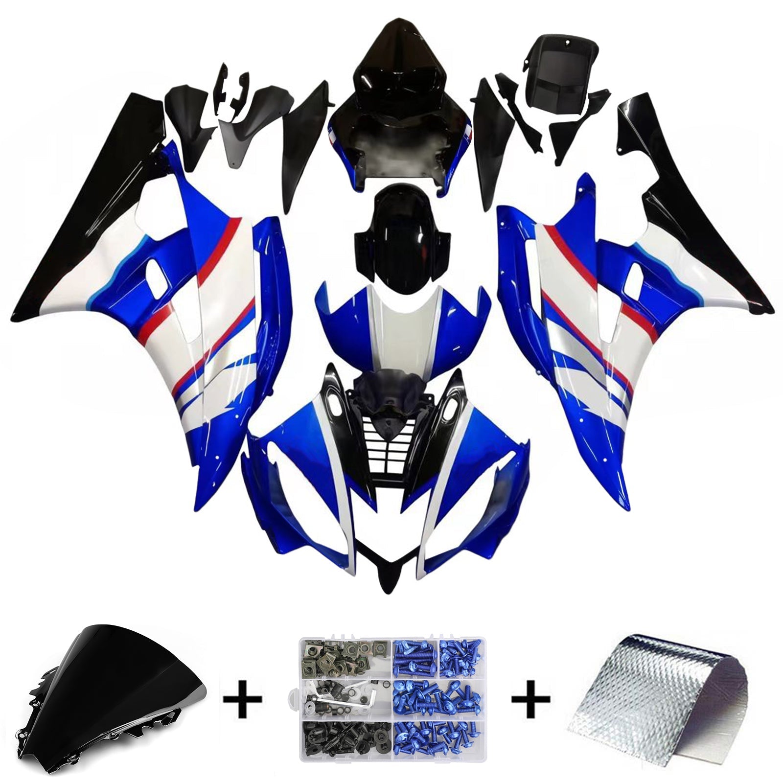 Carenados 2006-2007 Yamaha YZF-R6 Azul Negro Sterilgard R6 Genérico
