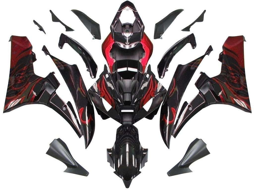 Carenados 2006-2007 Yamaha YZF-R6 Negro y Rojo Flame R6 Genérico