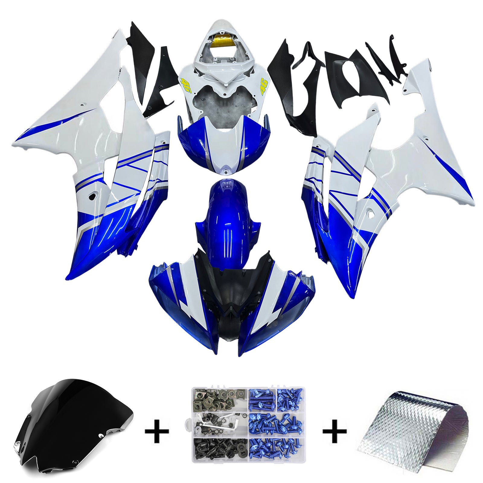 Fairings 2008-2016 Yamaha  YZF-R6 White Blue No.46 FIAT R6  Generic