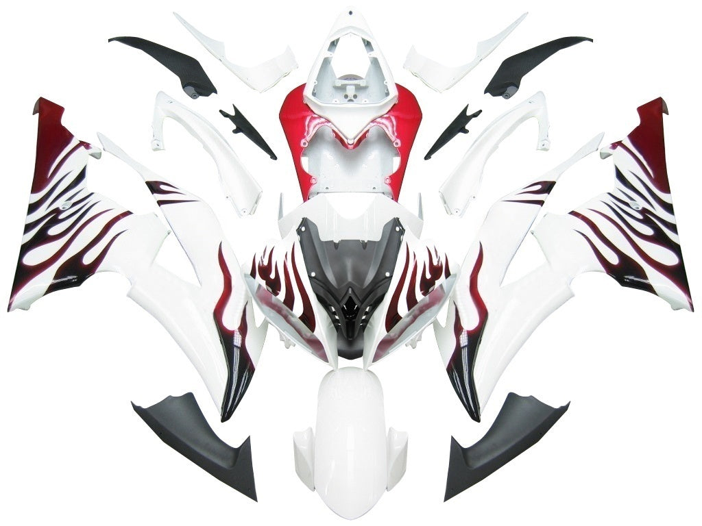 Carenados 2008-2016 Yamaha YZF-R6 Blanco y Rojo Flame R6 Genérico