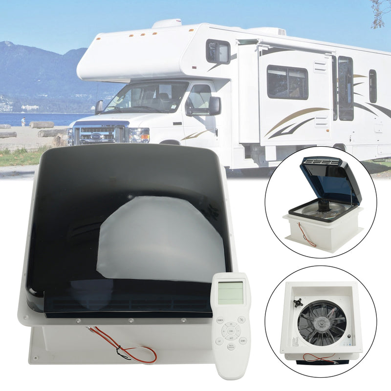 14" RV Caravan Roof Vent RV Fan 12V Skylight With Remote Control 10 Speeds