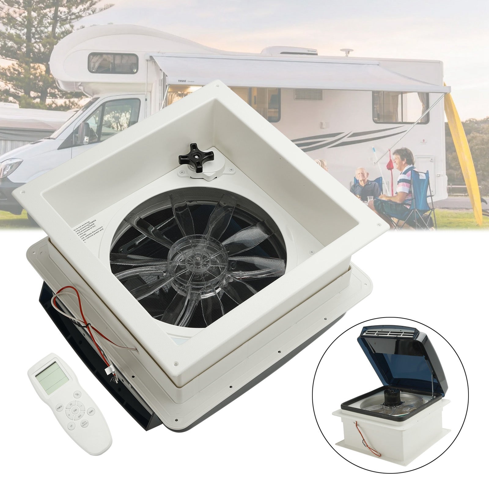 14" RV Caravan Roof Vent RV Fan 12V Skylight With Remote Control 10 Speeds