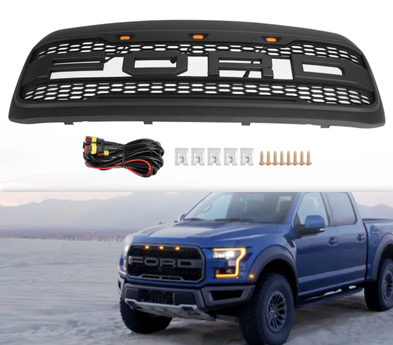 랩터 스타일 그릴 핏 포드 F250 F350 F450 F550 1999-2004 슈퍼 듀티 블랙