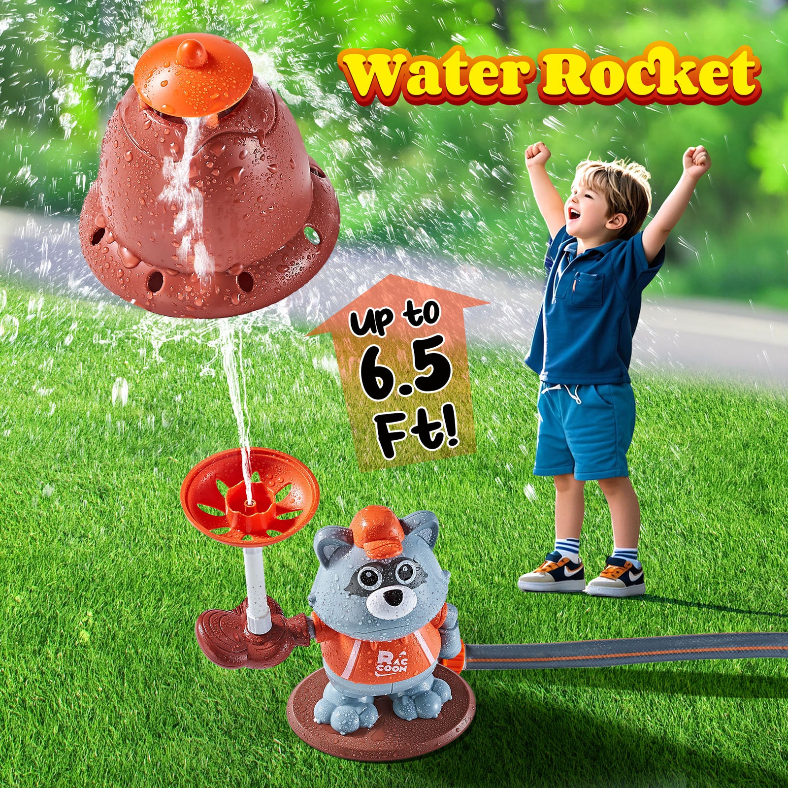 3In1 Lovely Shape Water Sprinkler With Baseball Play Toy Kid Outdoor Squirt Toy