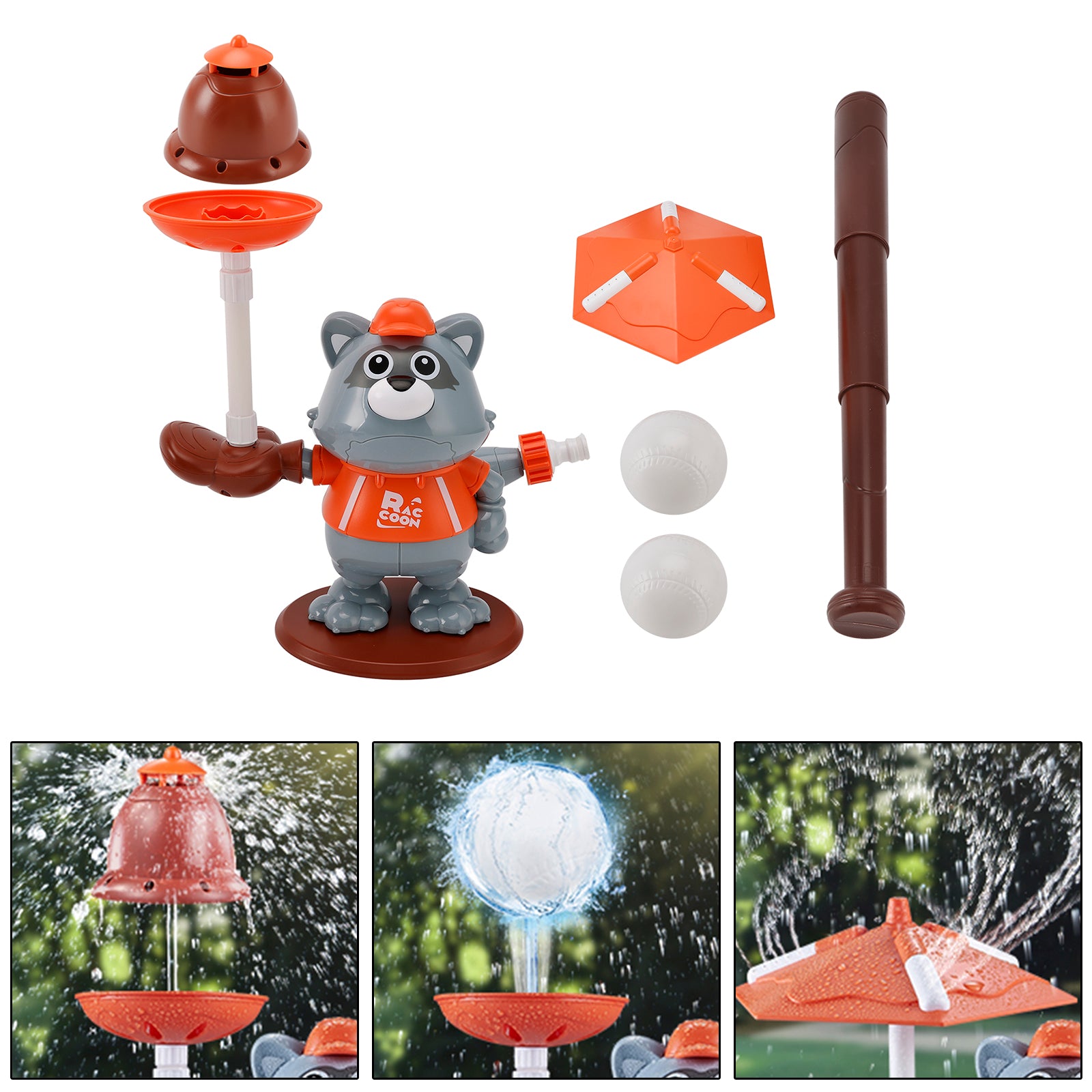 3In1 Lovely Shape Water Sprinkler With Baseball Play Toy Kid Outdoor Squirt Toy