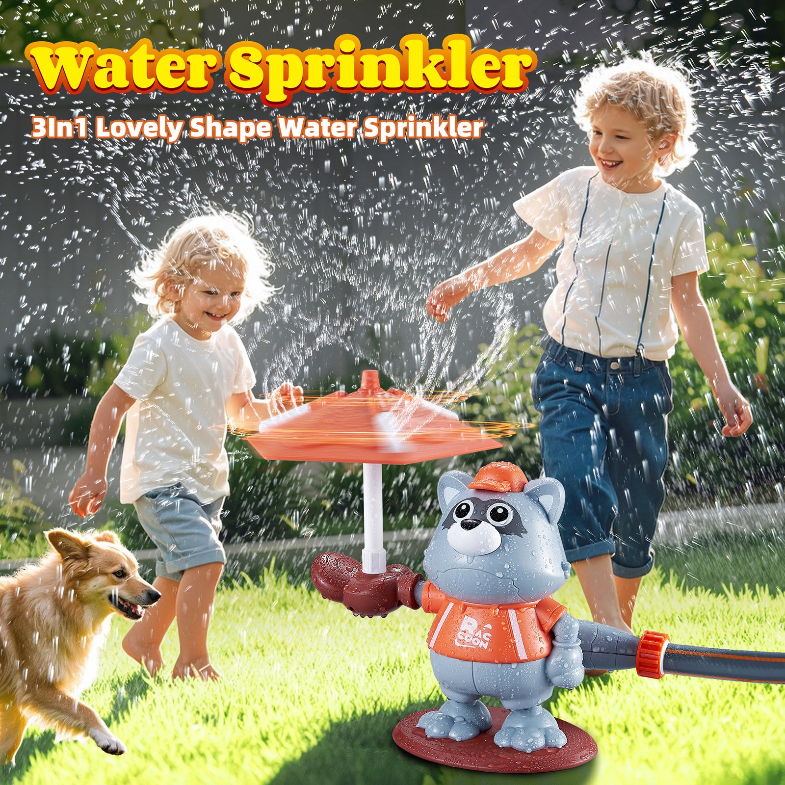 3In1 Lovely Shape Water Sprinkler With Baseball Play Toy Kid Outdoor Squirt Toy