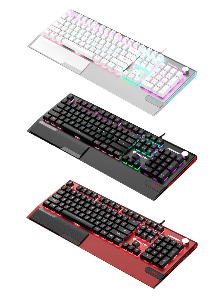 K1000 Mechanical Keyboard Wired 104key Red Switches for PC Chroma RGB Wrist Rest