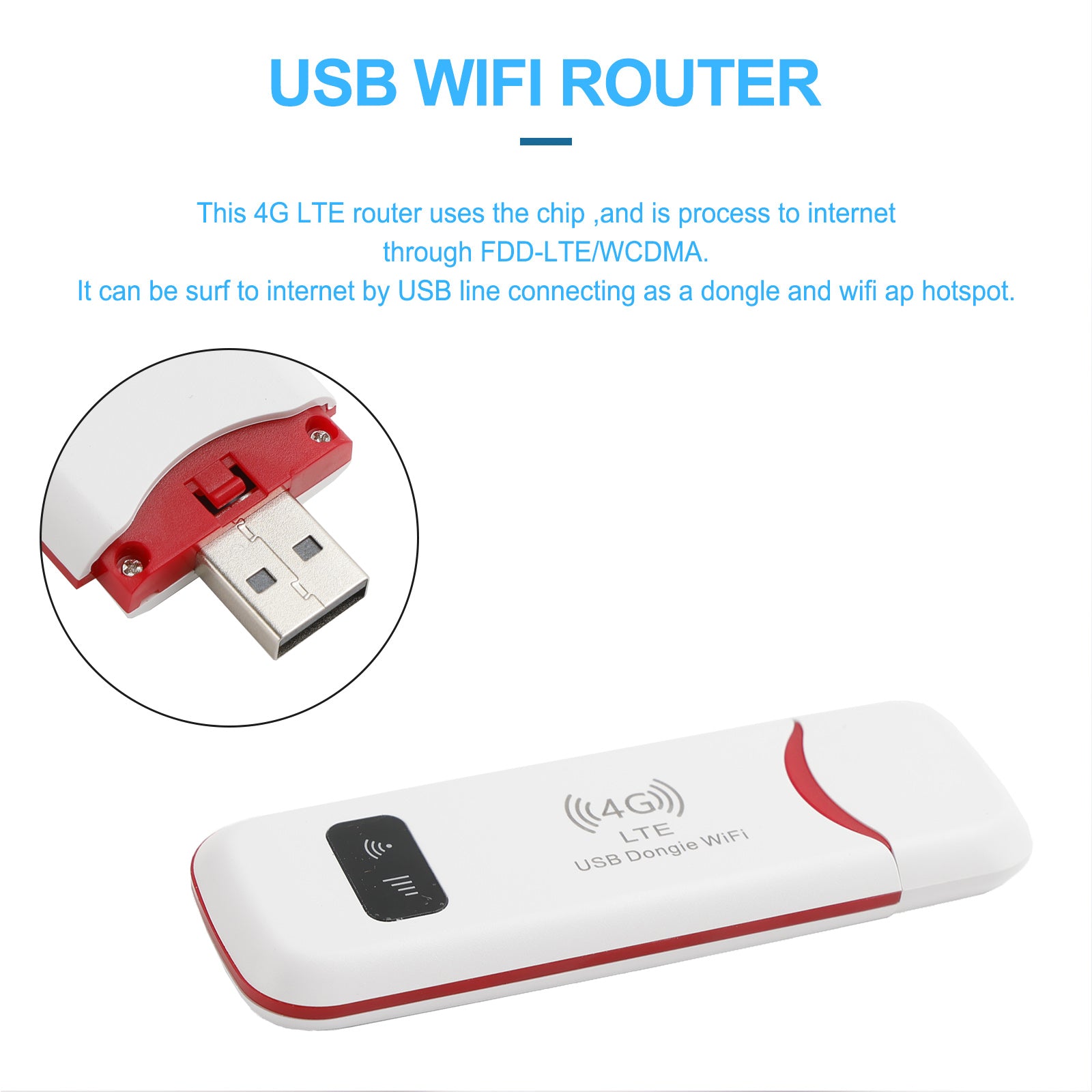 4G LTE Wireless Router WiFi Mobile Broadband Modem USB Dongle Unlocked White