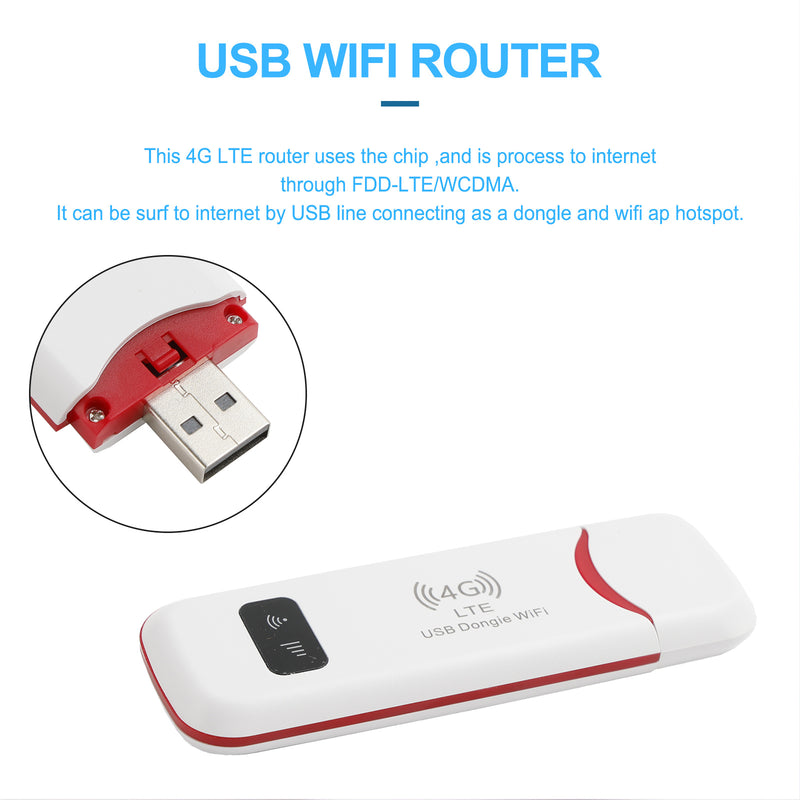 Router inalámbrico 4G LTE WiFi módem de banda ancha móvil USB Dongle desbloqueado blanco