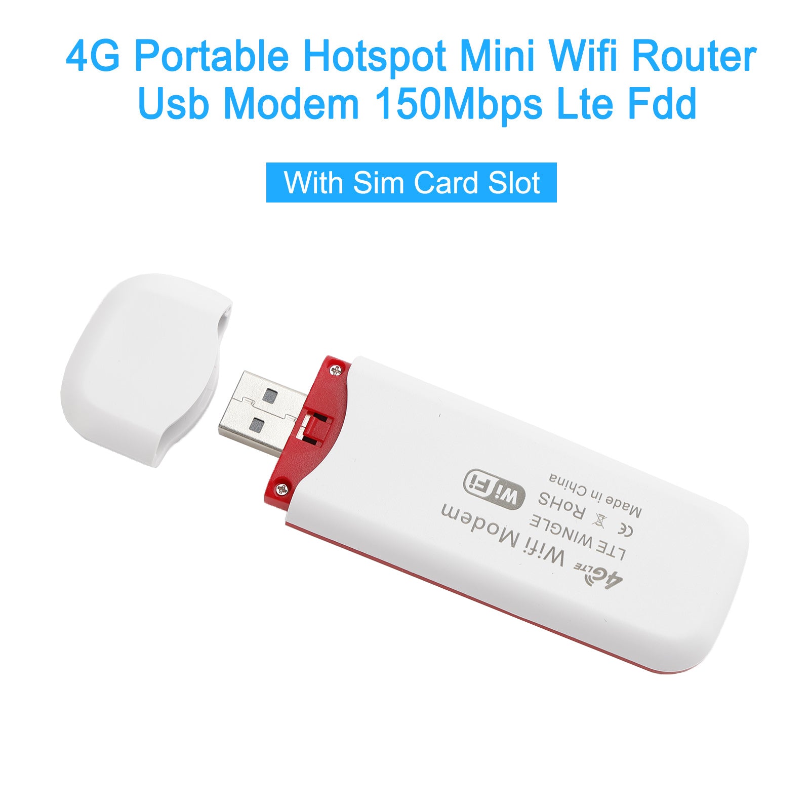 4G LTE Wireless Router WiFi Mobile Broadband Modem USB Dongle Unlocked White