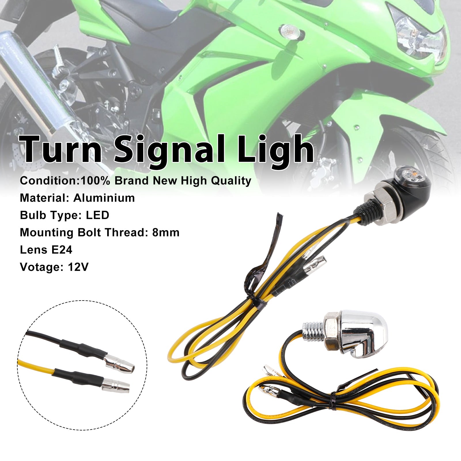 12V LED Turn Signal Indicator Light 8mm Universal Motorcycle For Honda