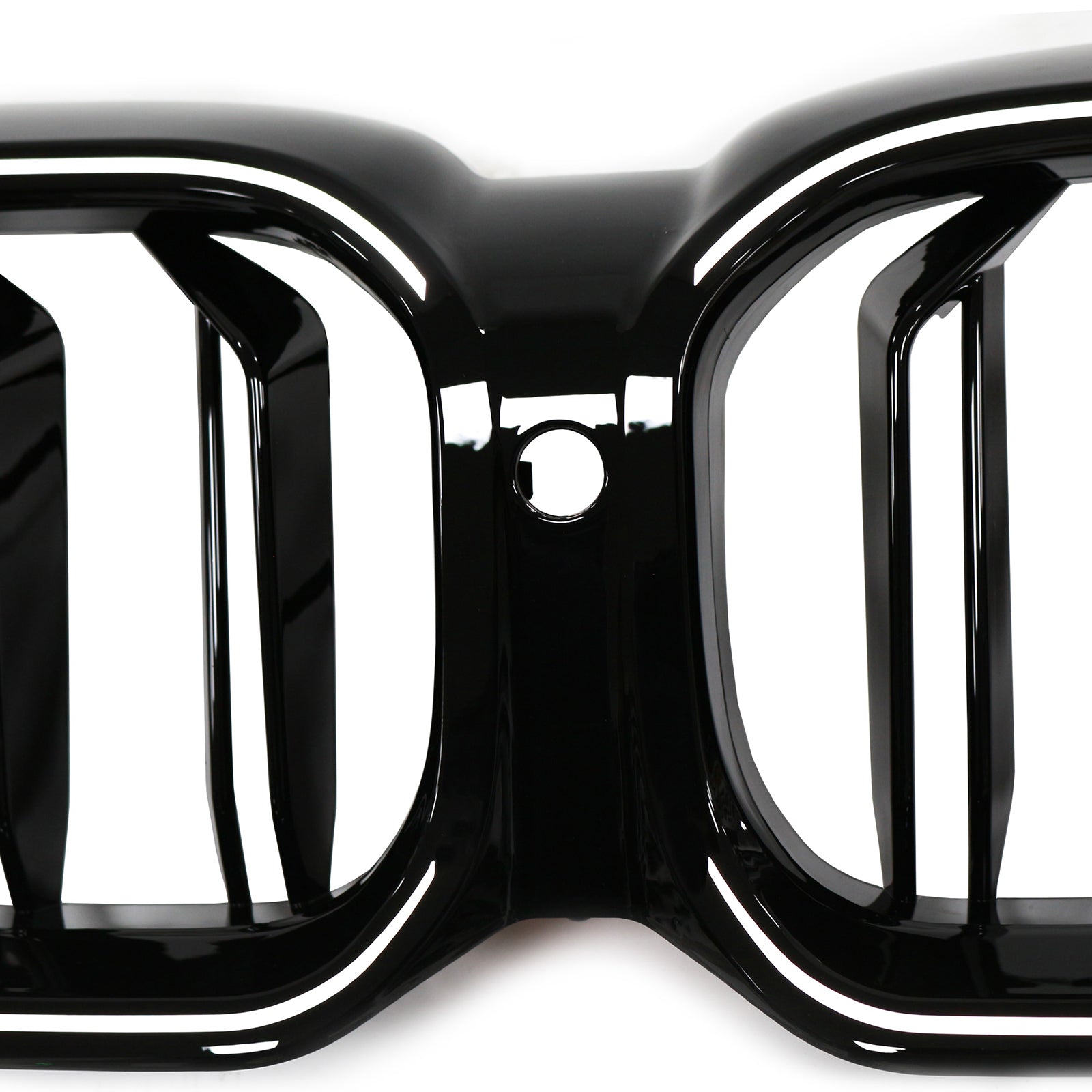 Double Slat Front Kidney Grille Fit BMW 5 Series G30 G38 2021-2024 Gloss Black