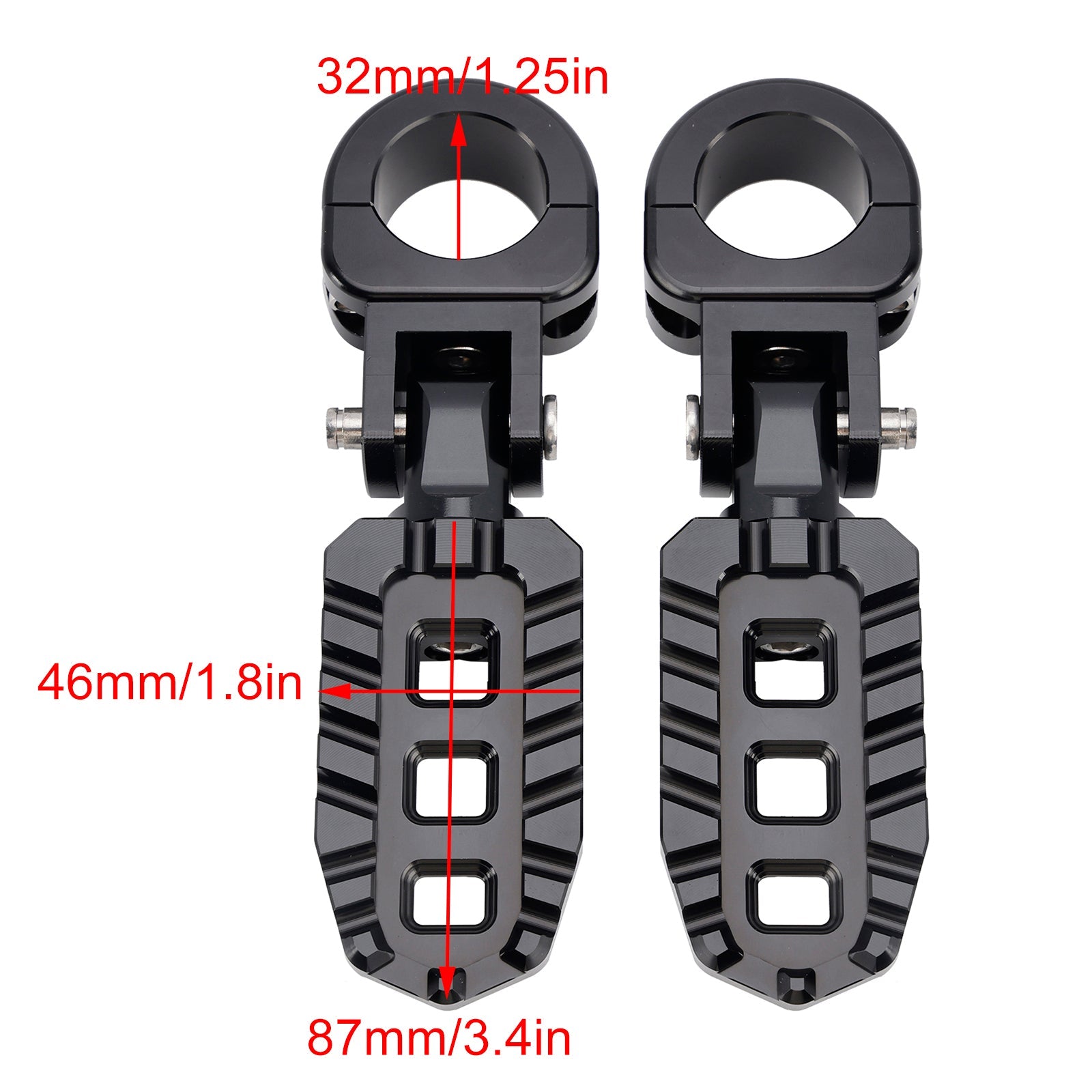 Universal Front Footrests Foot Pegs fit for motorcycle with 1.25" bars