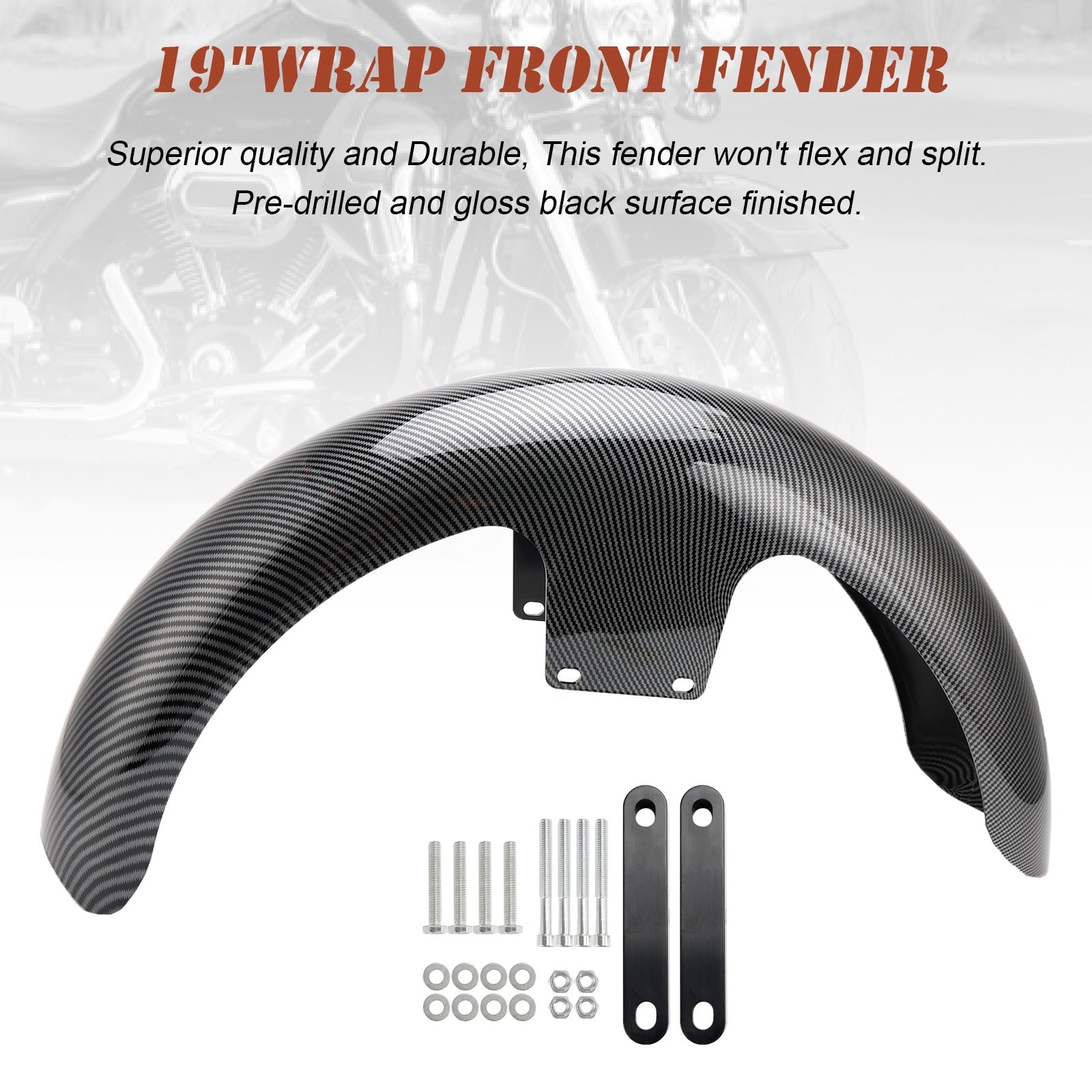 19" Wrap Front Fender ABS For Touring Electra Street Road Glide Baggers FLHT FLHR