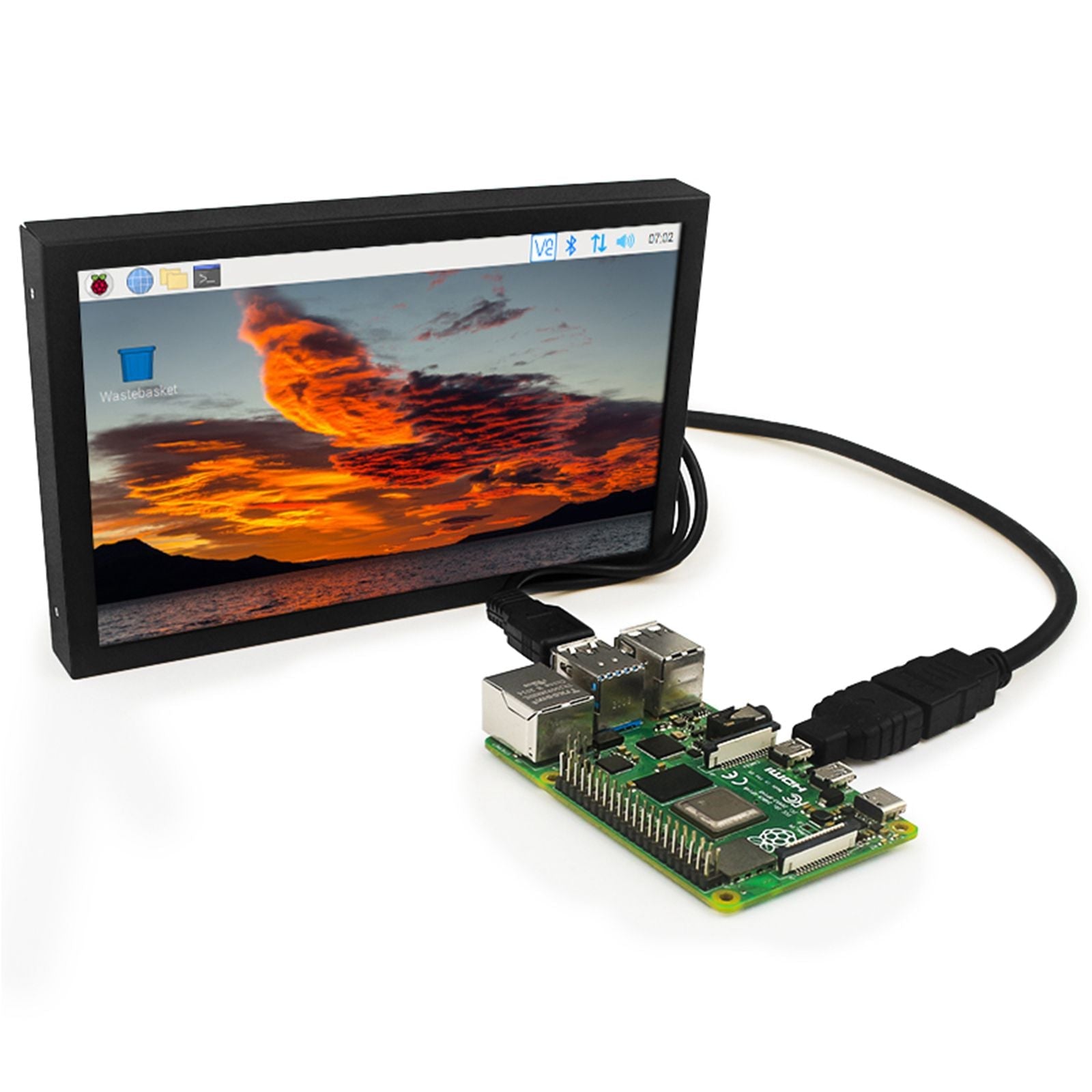 7-inch HD IPS Display VGA/AV/HDMI Interface Raspberry Pi PC Monitoring Screen