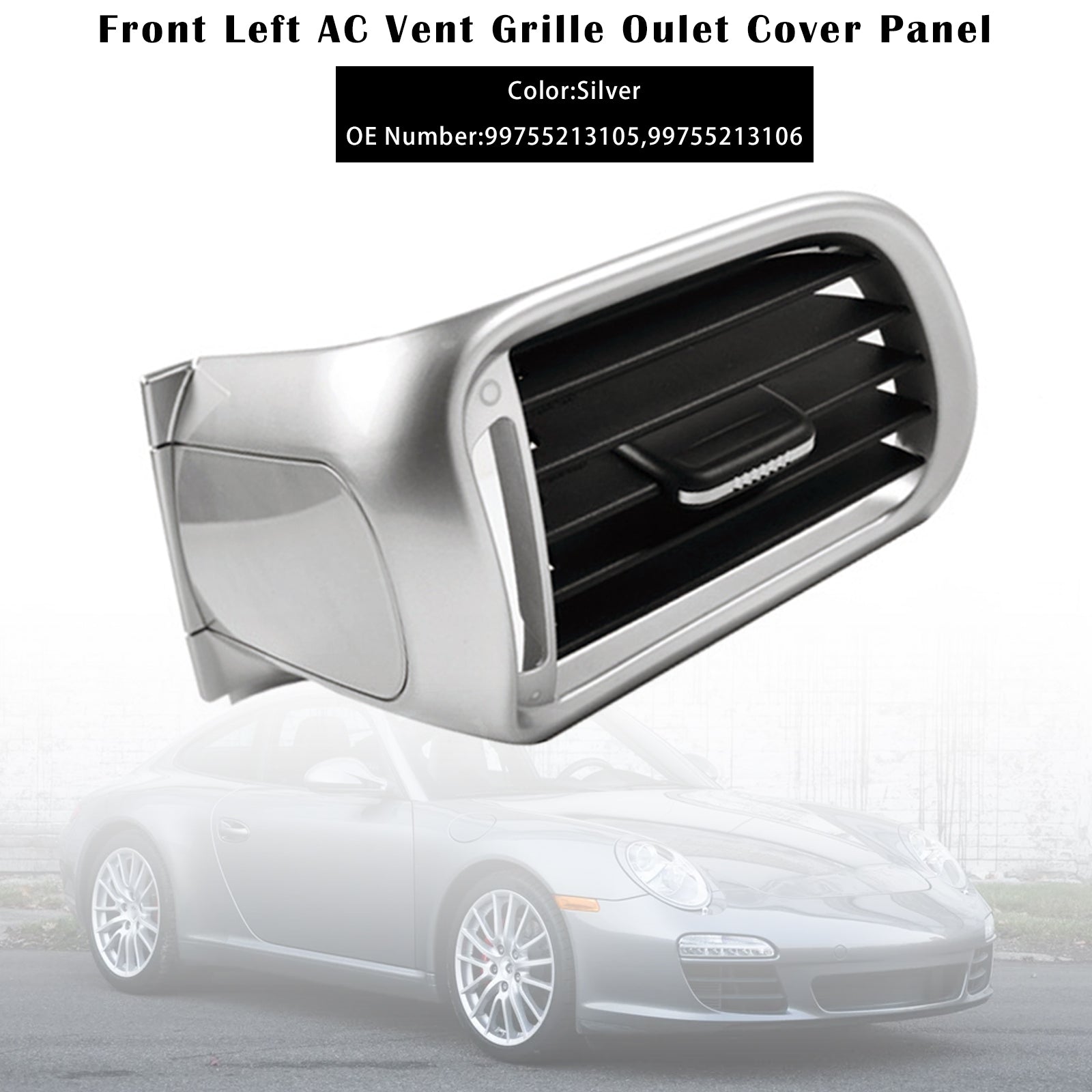 2004-2012 Porsche GT2 GT3 997 Front Left AC Vent Cover Silver 99755213105 99755213106