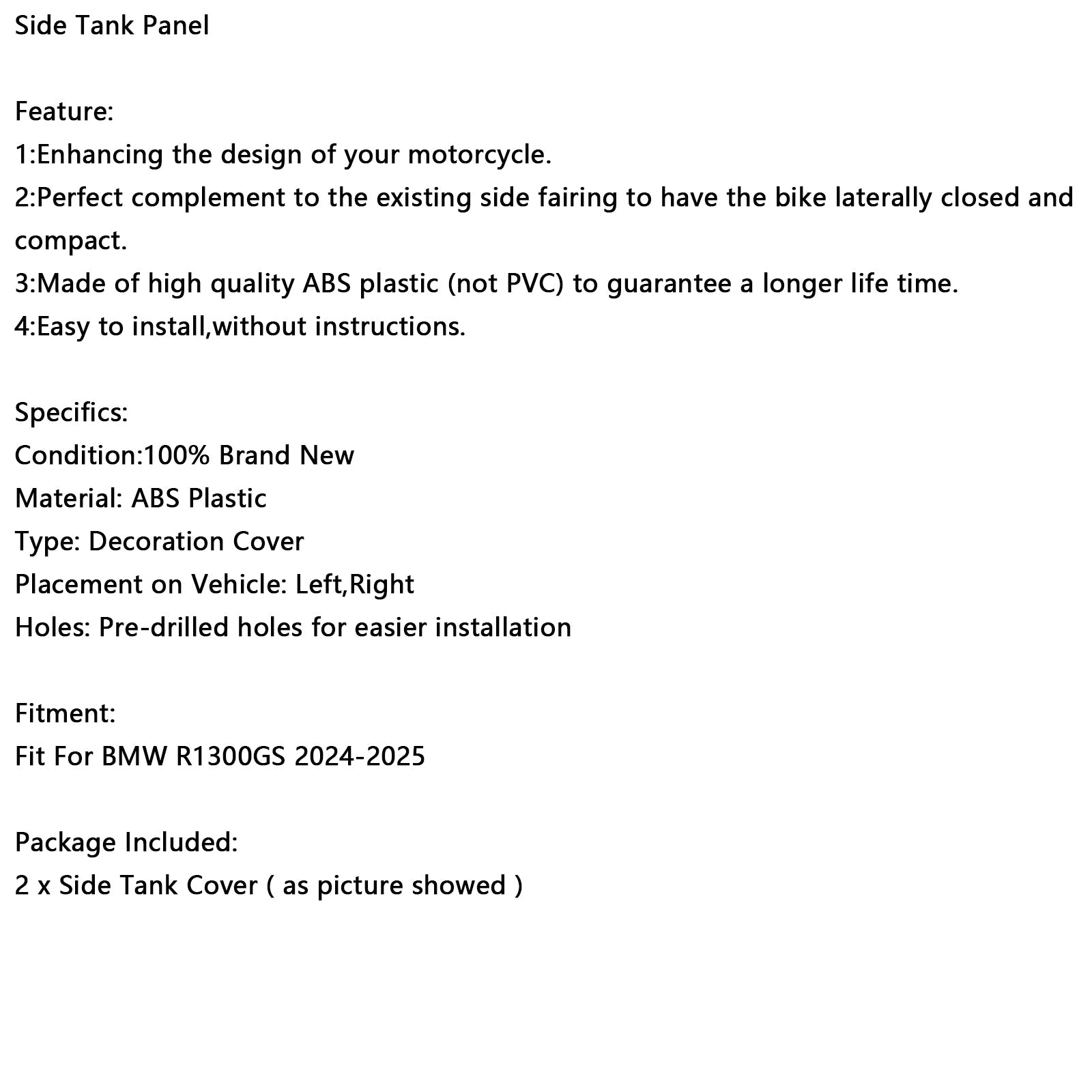 2024-2025 BMW R1300GS Side Gas Tank Frame Cover Panel Fairing Cowl