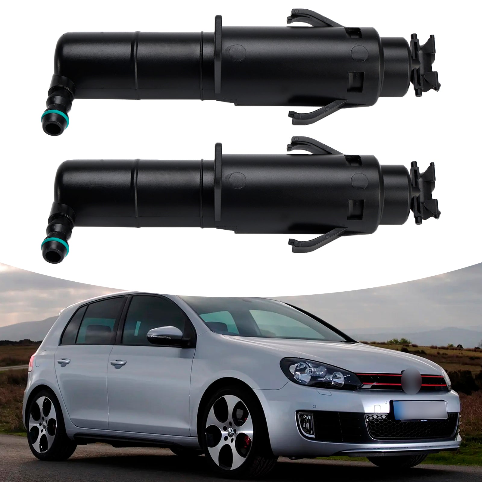 1 Pair Front Headlight Spray Washer Nozzle 5K0955978A For VW Golf Jetta MK6