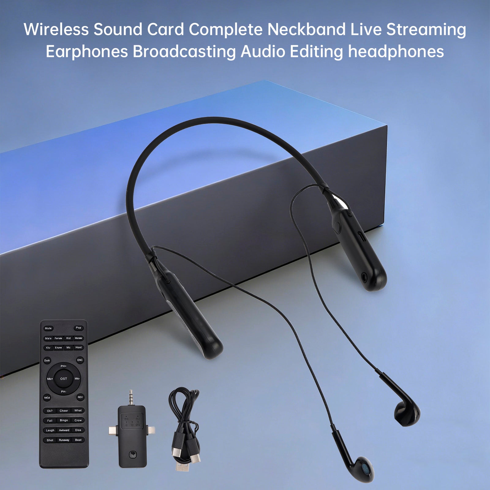 Wireless Sound Card Complete Neckband Live Streaming Earphones for Phone PC TV