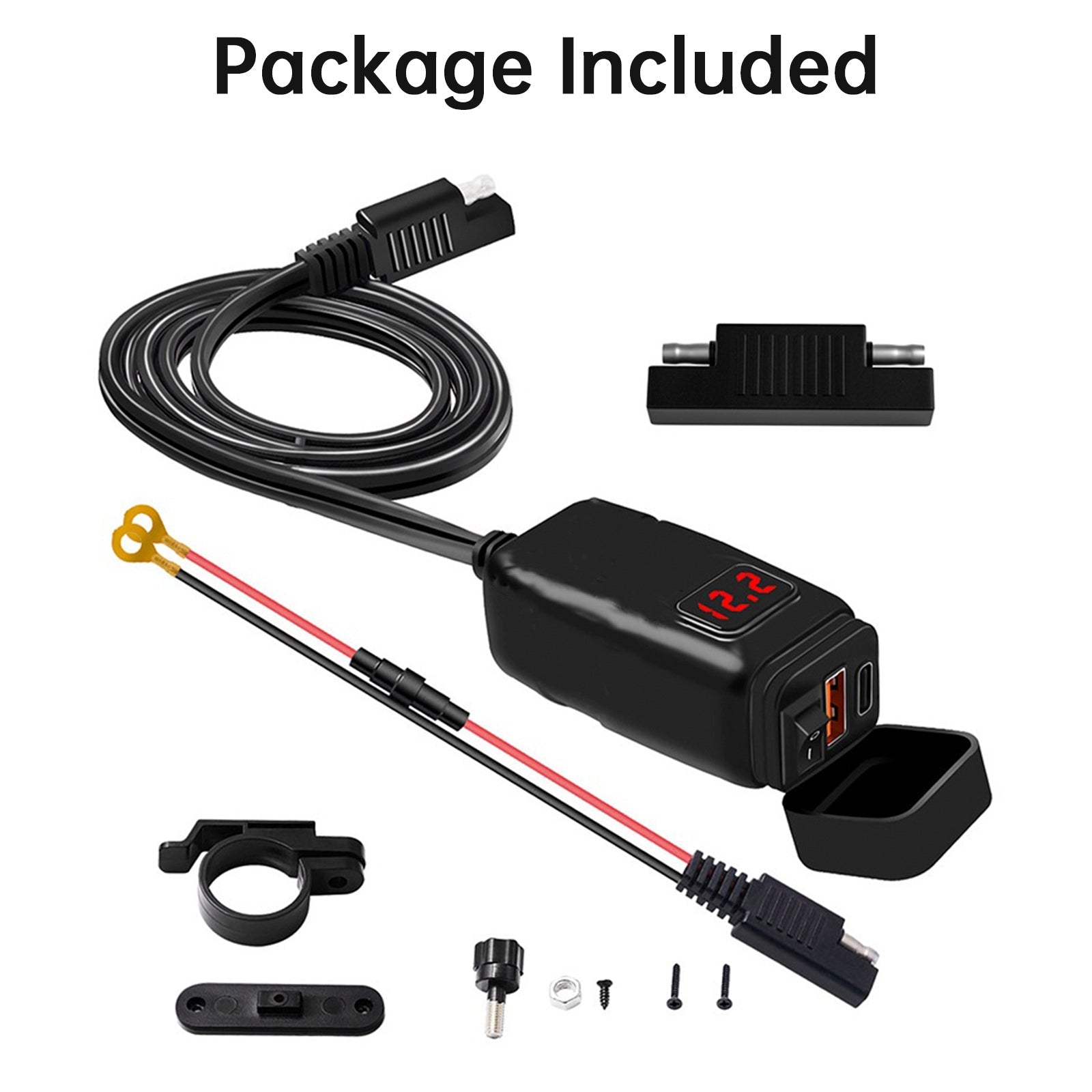 Motorcycle USB Super Fast Charger Handlebar Holder PD+QC3.0 Tpye-C Power Adapter