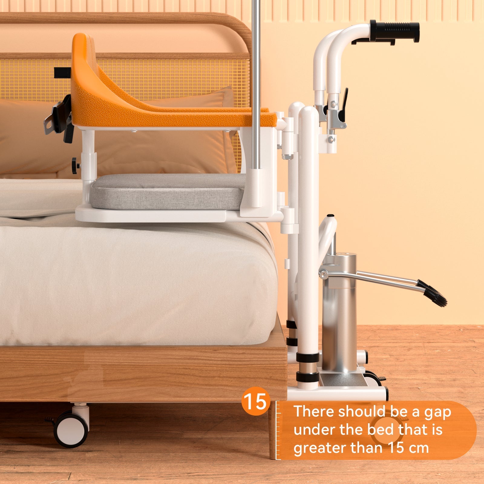 Widen Patient Chair Hydraulic Transferred Lift Wheelchair 180 degrees Split Seat