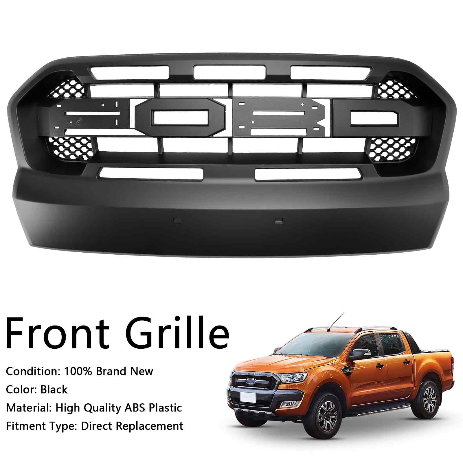 Raptor Style Front Bumper Grill Grille Fit Ford Ranger 2015-2019 T7 W/LED