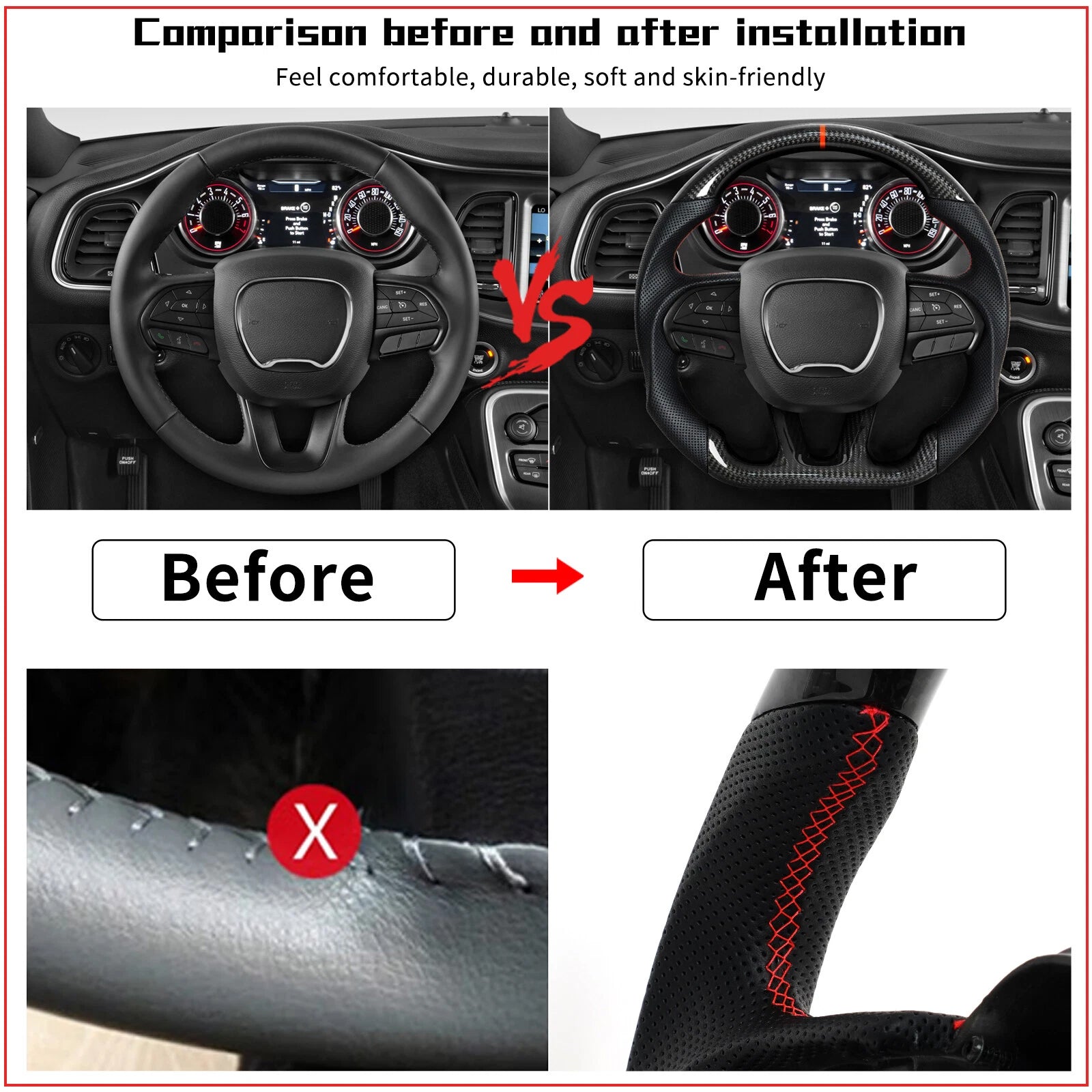 2015-2023 Dodge Durango Carbon Fiber Heated Steering Wheel
