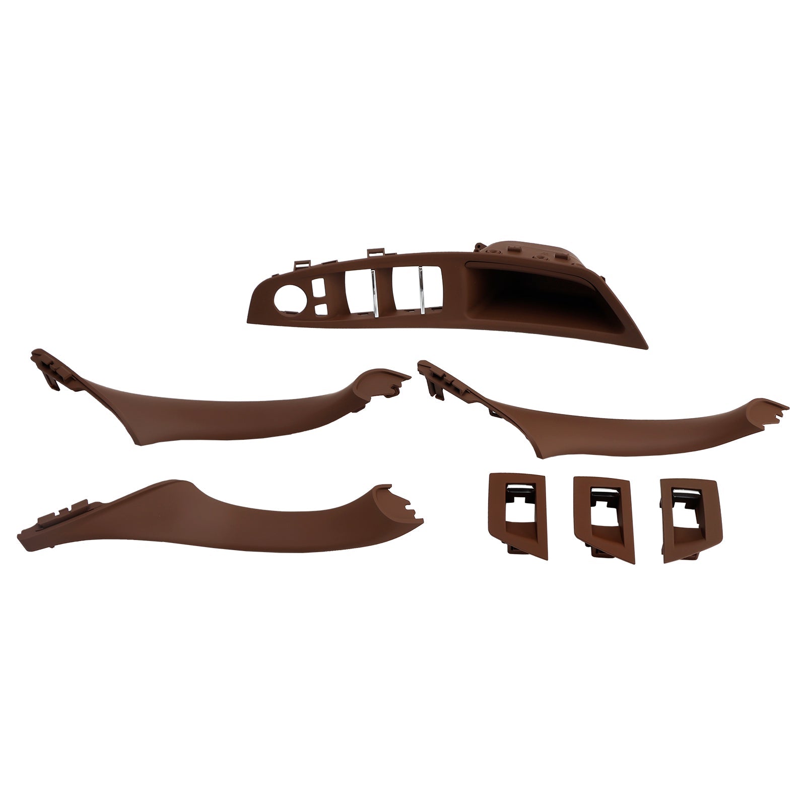 7x Red Brown Inner Door Panel Handle Pull Trim For BMW 5 Series F10 F11 10-16