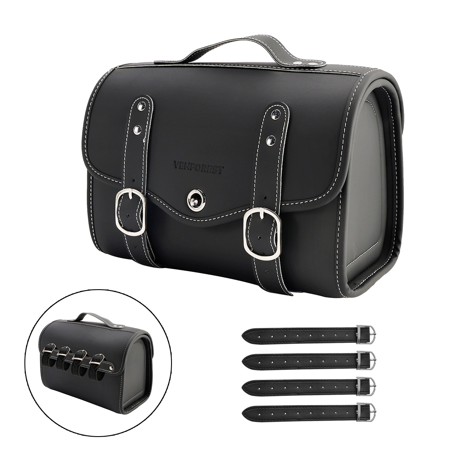 스쿠터, 오토바이용 PU 사이드 테일 백, 새들백, 색상 매칭 러기지, 화이트