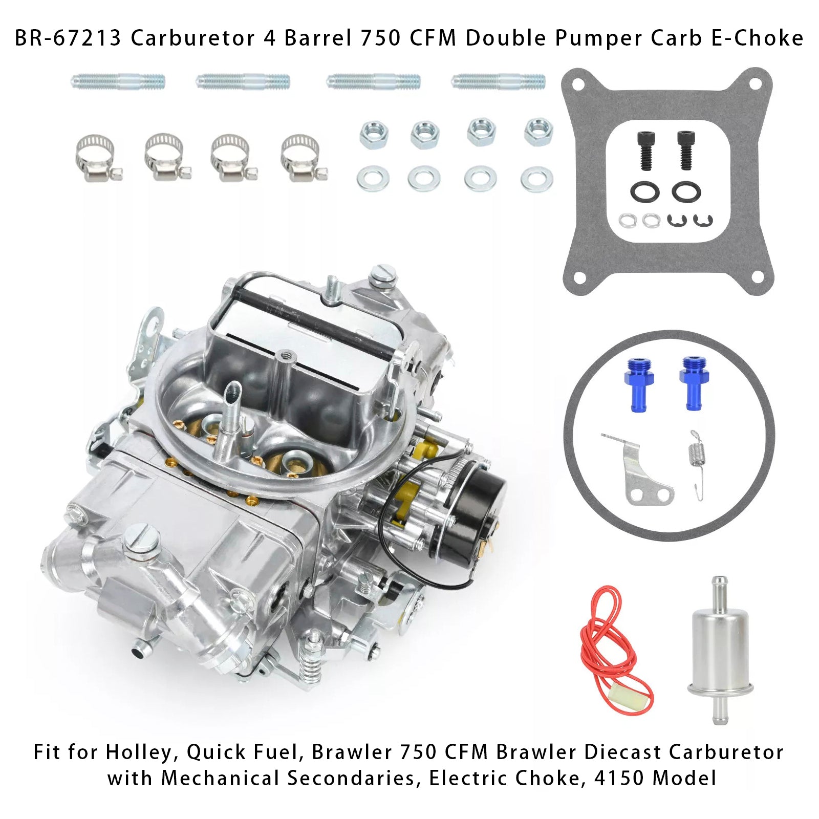 BR-67213 Carburetor 4 Barrel 750 CFM Double Pumper Carb E-Choke