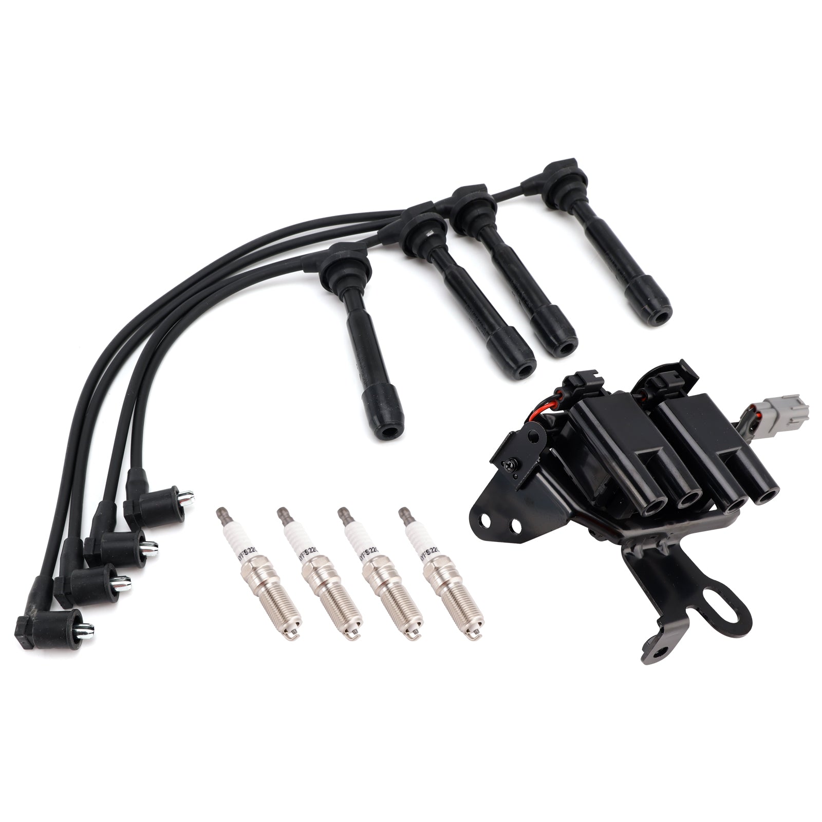 2003-2005 For Hyundai Elantra L4 2.0L 1 Ignition Coil+4 Spark Plug+ Wires Pack 5C1427