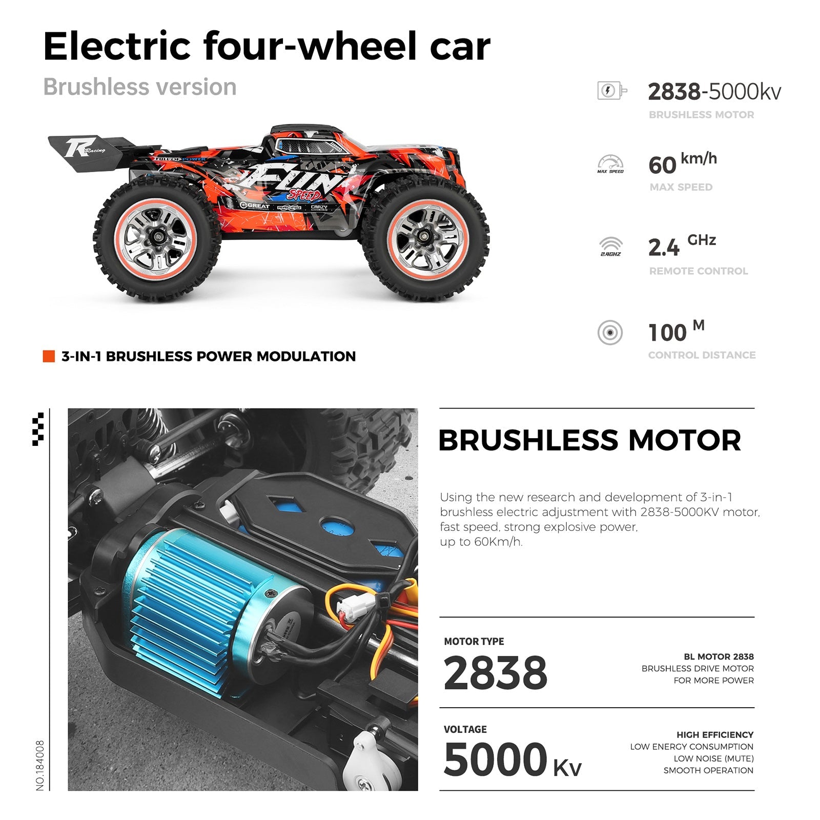 Wltoys XK 184008 RC Car 1/18 60KM/H 4WD Brushless 2.4G High Speed Off Road Truck