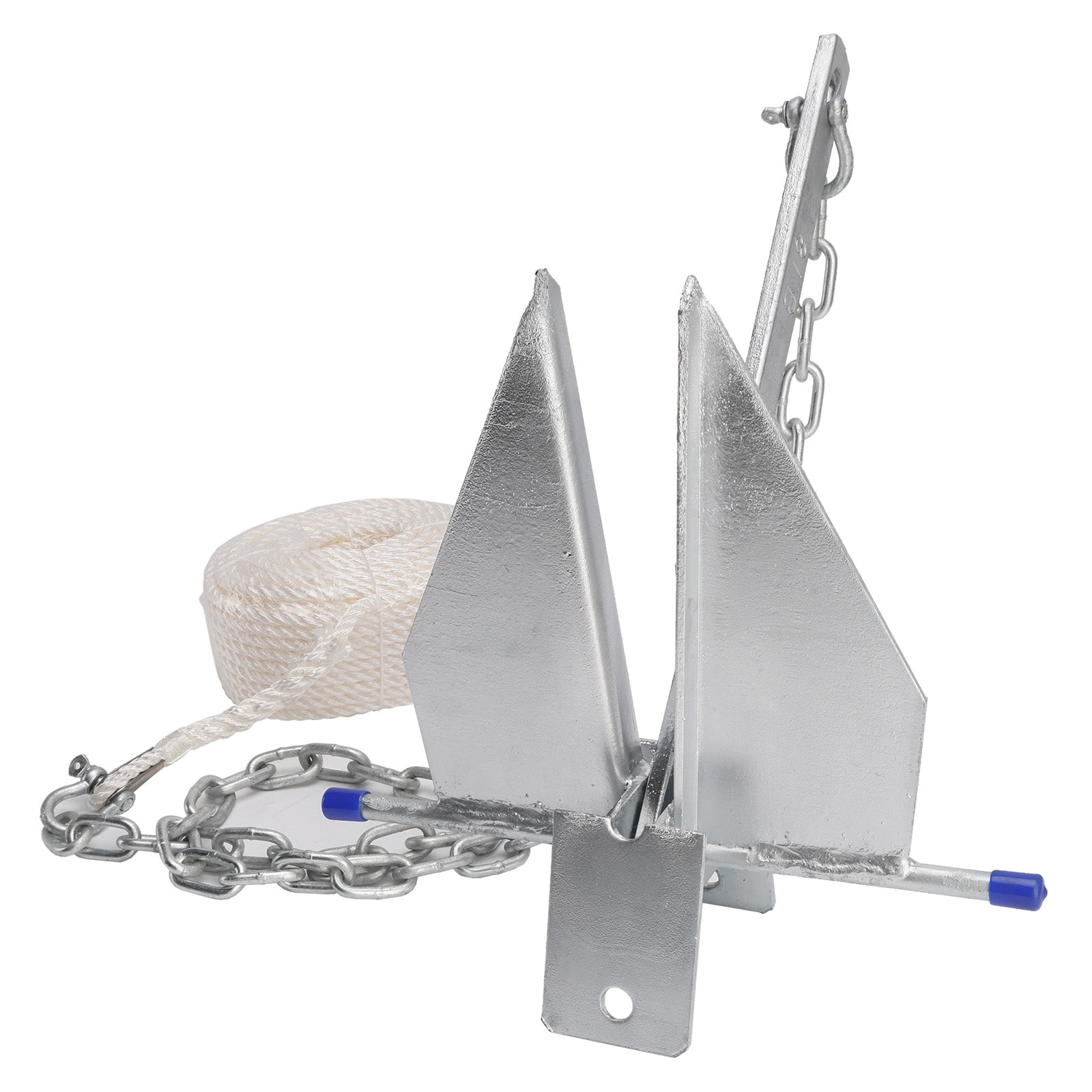 Kit Galvanized Boat Anchor 13Lbs Sliding Anchor & Chain & Rope Silver For Boat 13lbs