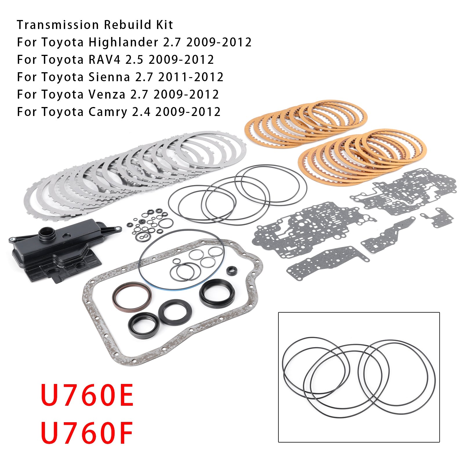 2009-2012 Toyota Camry 2.4 Transmission Master Rebuild Kit W/ Filter U760E U760F