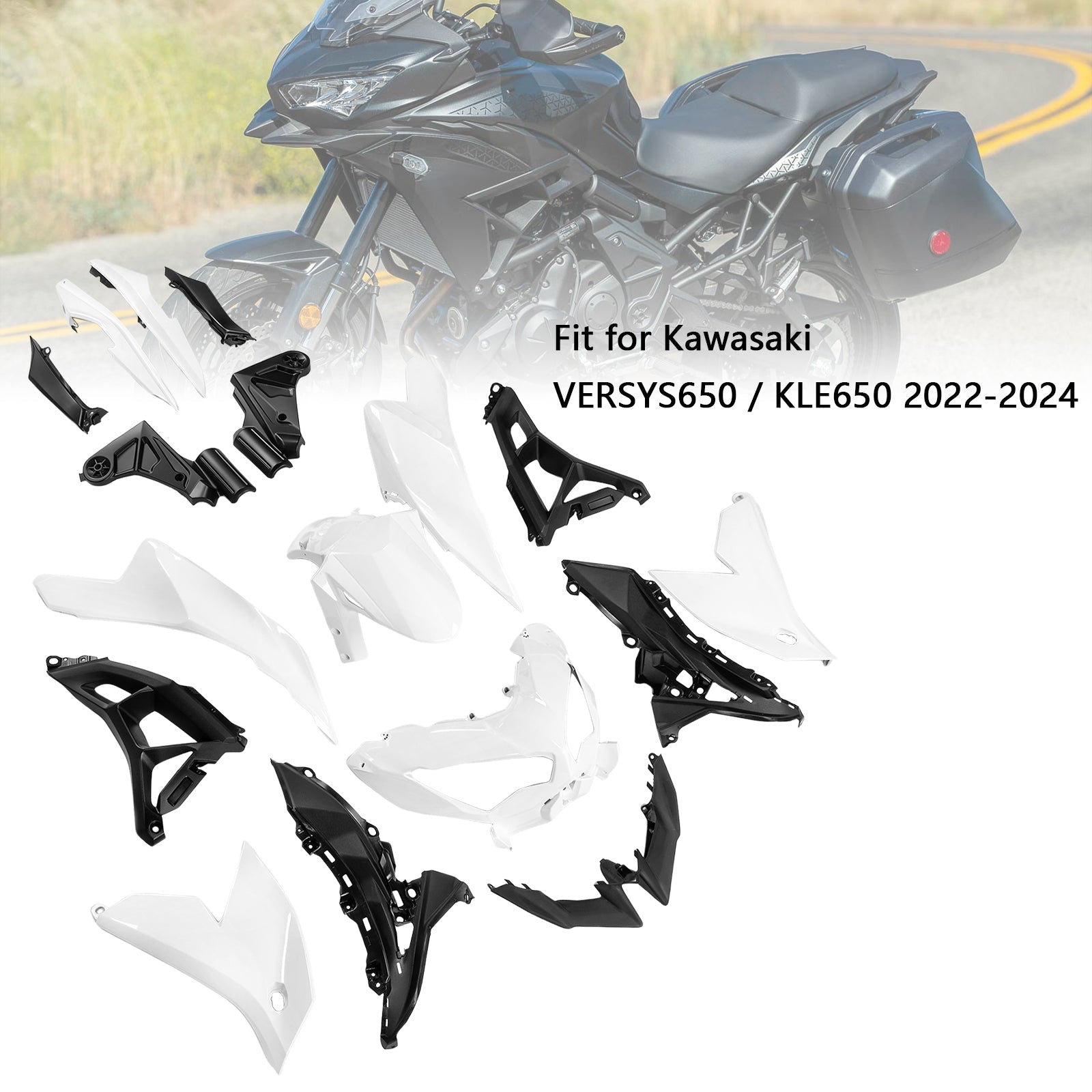 Injection ABS Bodywork Fairing Kit For Kawasaki VERSYS 650 KLE 2022-2024 03#