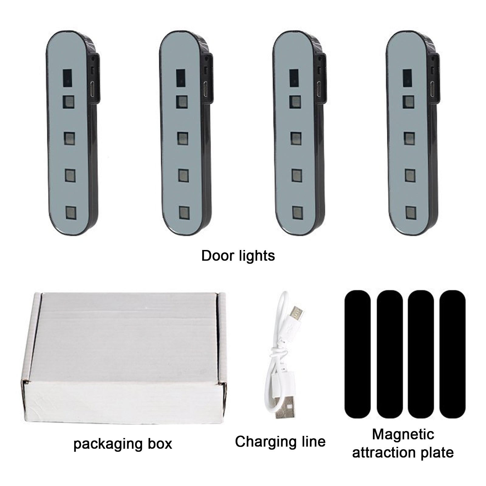4Pcs Car Door Decoration Safety Light Warning Flashing Automatic Sensing Light