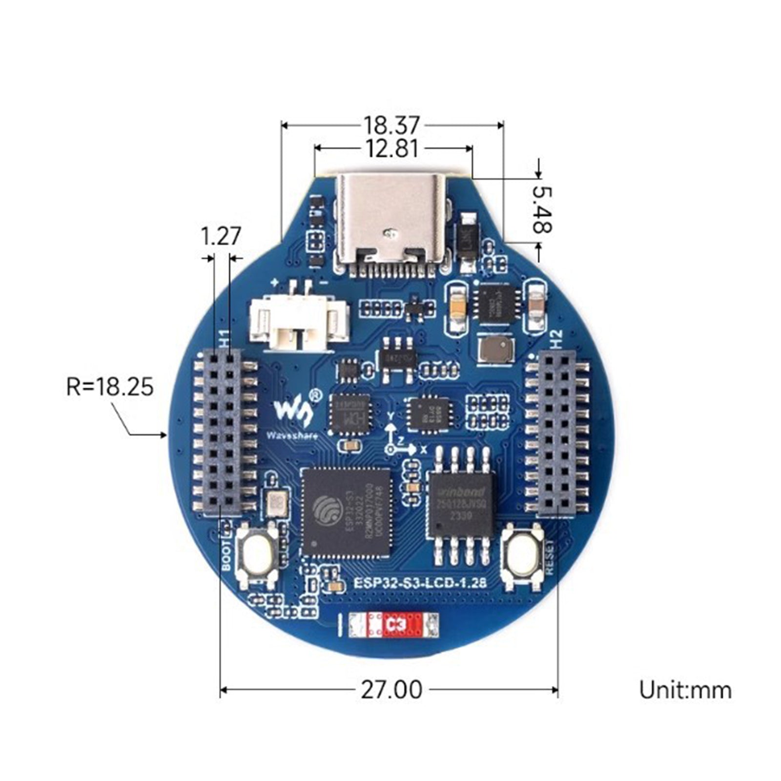 ESP32 S3 Development Board Round IPS Screen Bluetooth 240Mhz Operating Frequency