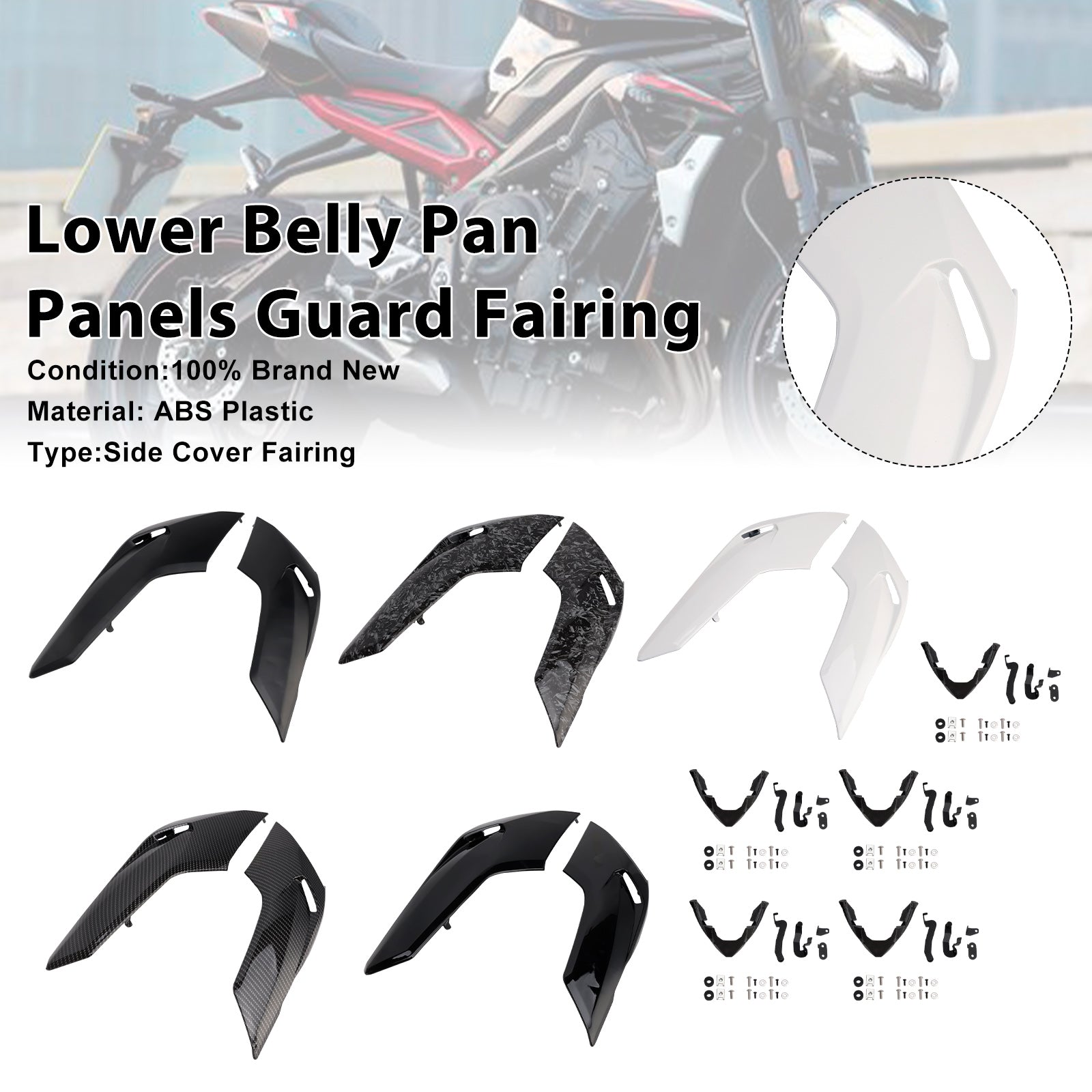 Lower Belly Pan Panels Guard Fairing For Street Triple 765 R/RS 2020-2022