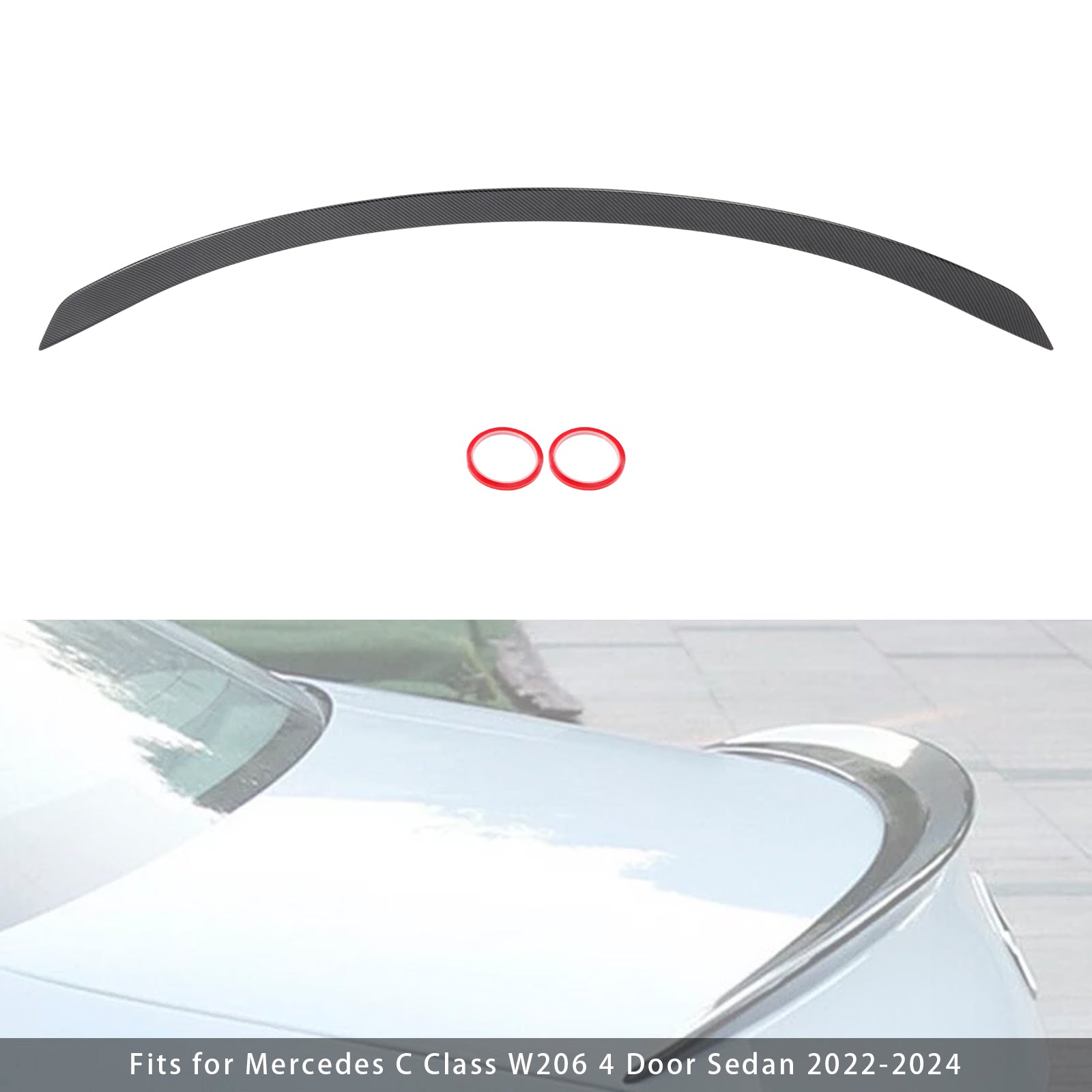 2022-2024 Benz W206 C63S Style Carbon Fiber Look Rear Trunk Spoiler Wing