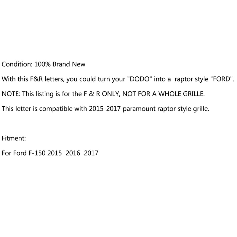 Parrilla Paramount estilo Raptor letras F y R para Ford F150 F-150 2015-2017