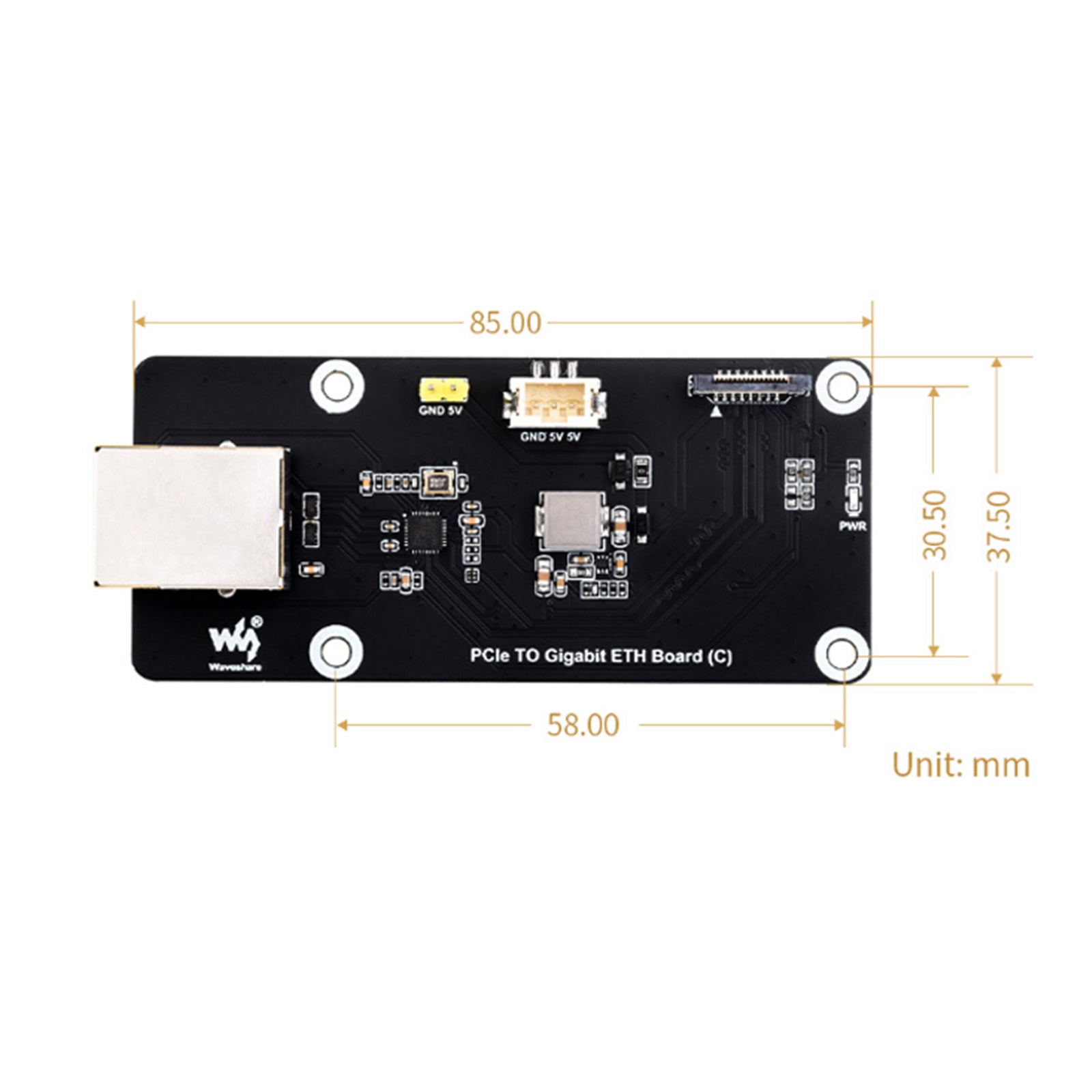 Raspberry Pi5 5B PCIe to Gigabit Ethernet Port Adapter Board OS Driver-Free