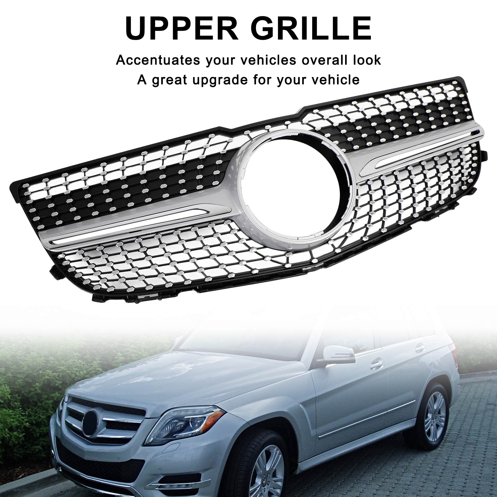 Front Bumper Grille Grill Fit Mercedes Benz X204 GLK-Class 2013-2015 Diamond