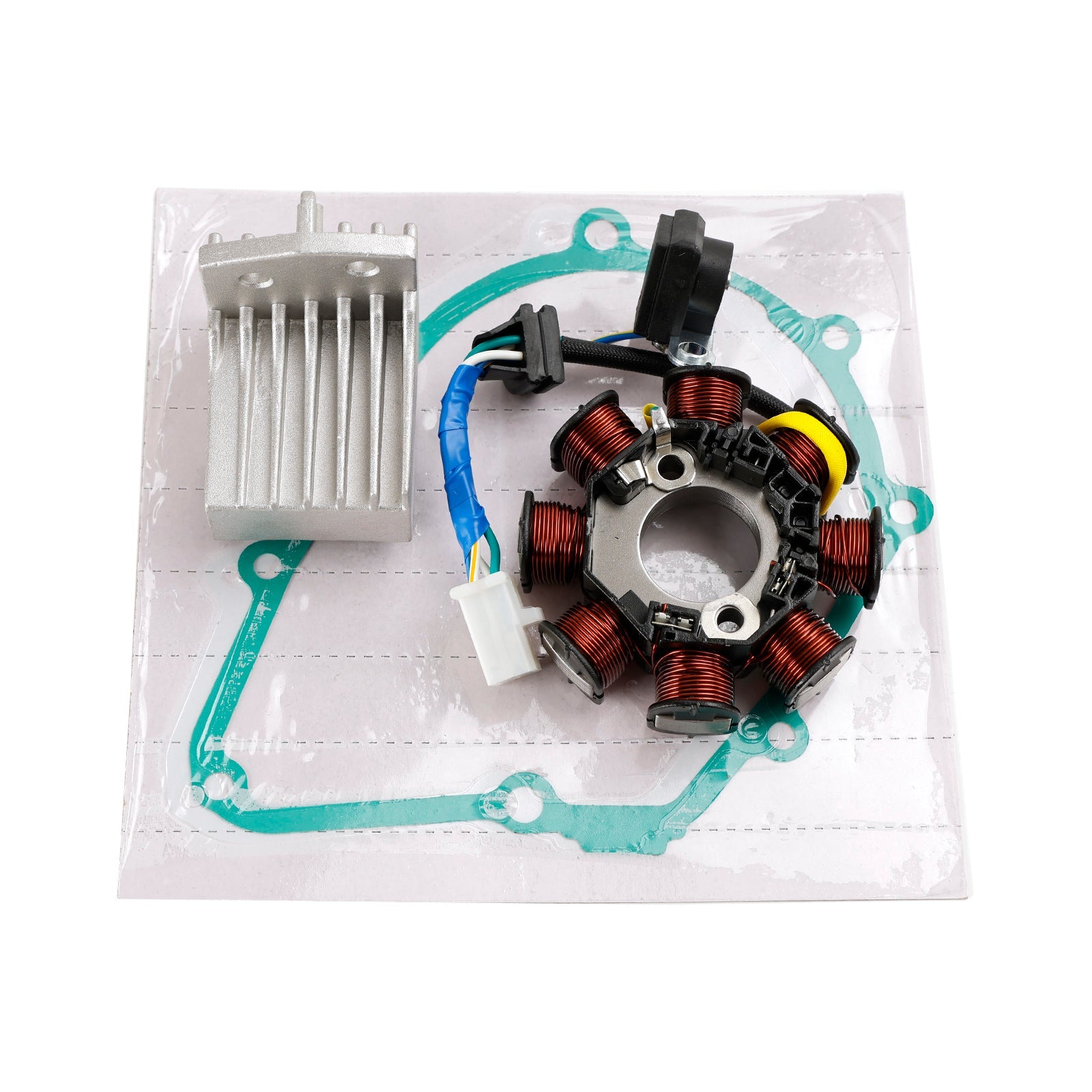 Magneto Coil Stator 4-Pin + Voltage Regulator + Gasket Assy For Honda ANF 125 Innova 125 2007-2013 Injection Models