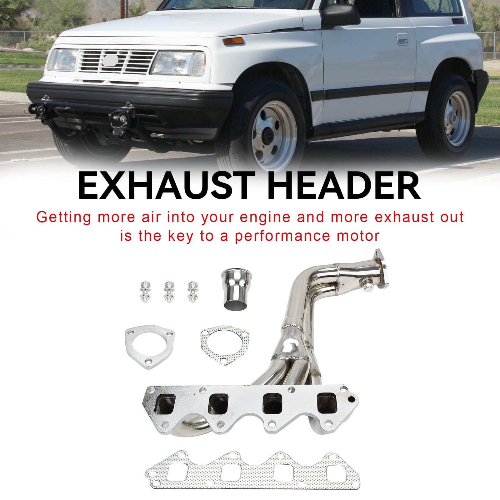 Stainless Manifold Header fit Suzuki Samurai & Geo Tracker 1.3L 1.6L L4 86-96