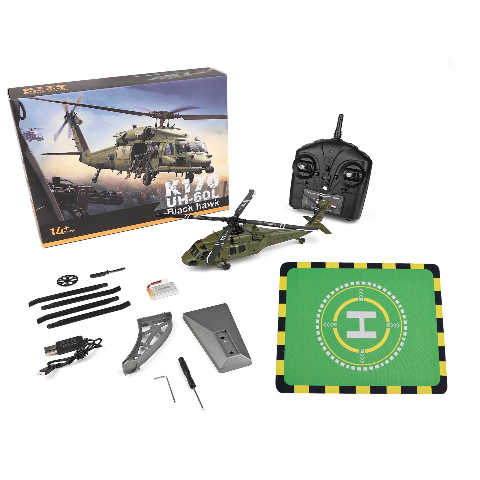 Wltoys K170 RC Helicopter UH-60L 4CH Brushless 6-Axis Gyro Aircraft Kid Toy