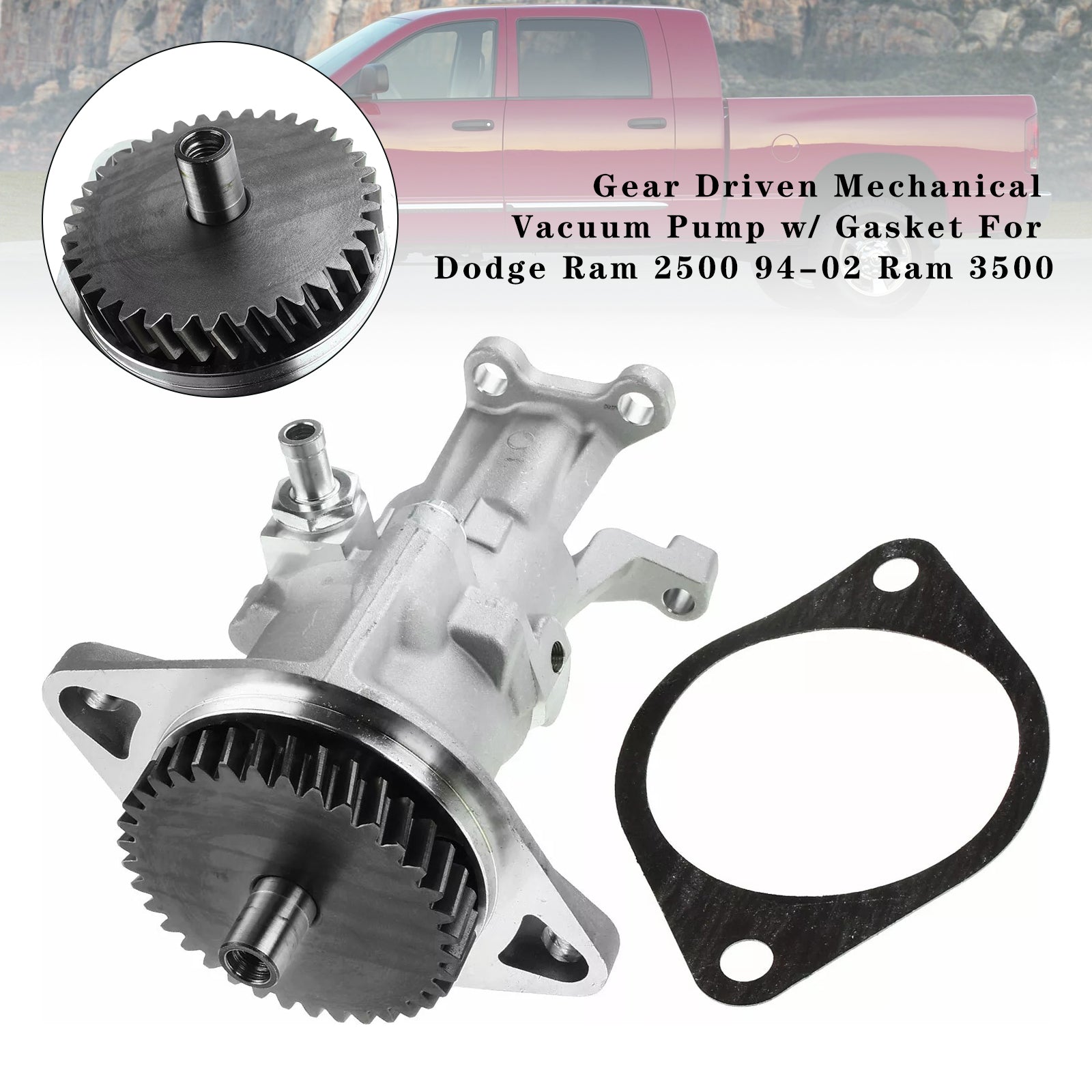 Gear Driven Mechanical Vacuum Pump w/ Gasket For Dodge Ram 2500 94-02 Ram 3500