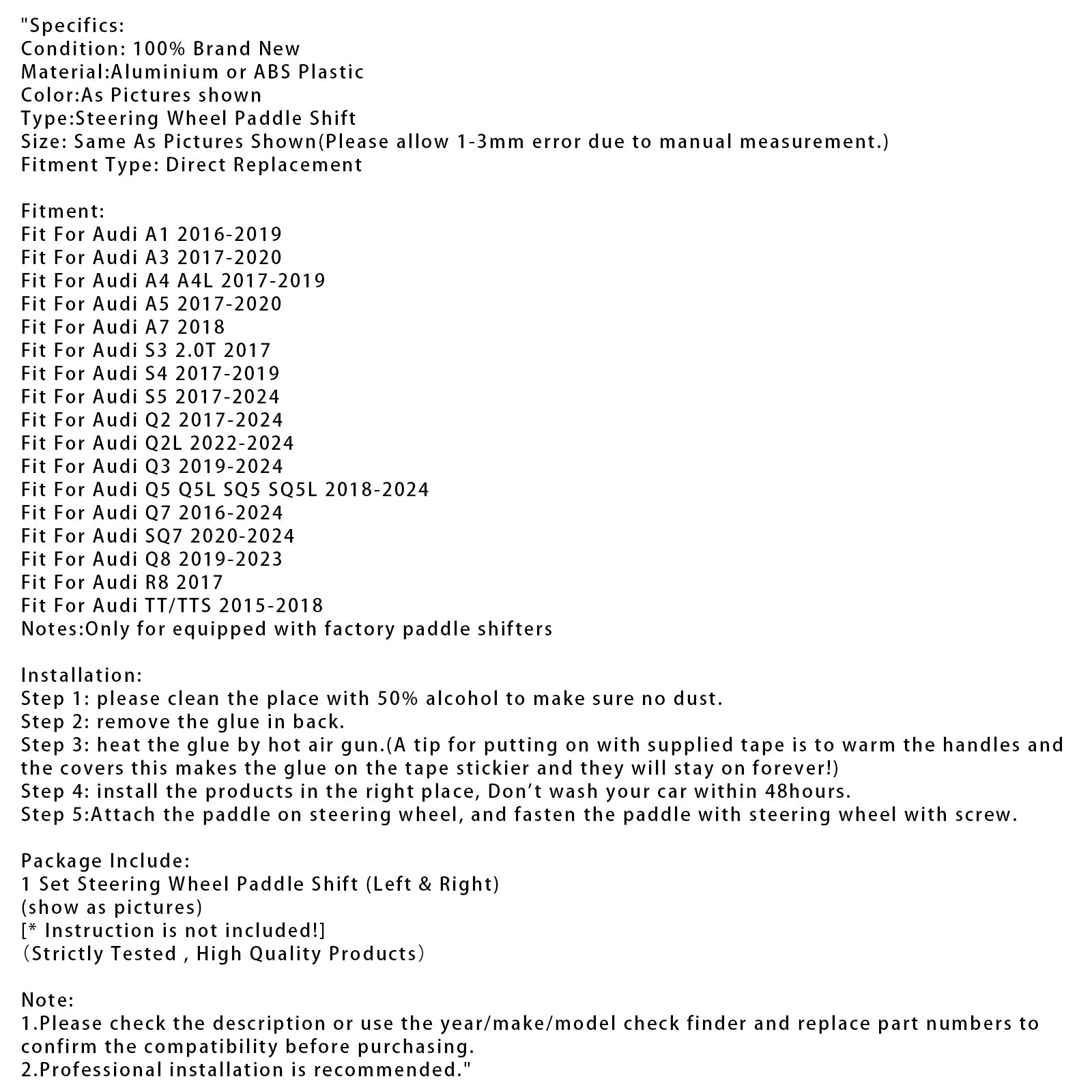 Steering Wheel Paddle Shifter Extension For Audi Q3 Q5 Q7 S3 S4