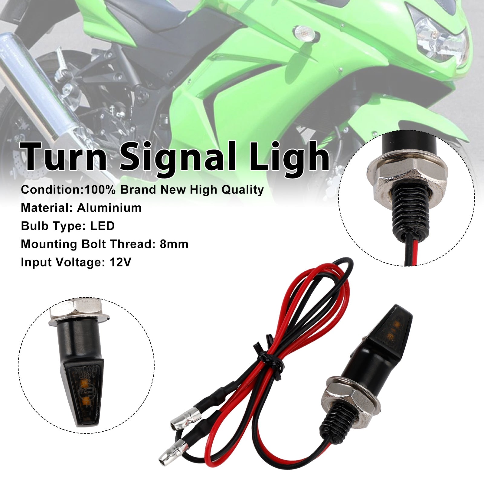 12V LED Turn Signal Indicator Light 8mm Universal Motorcycle For Yamaha