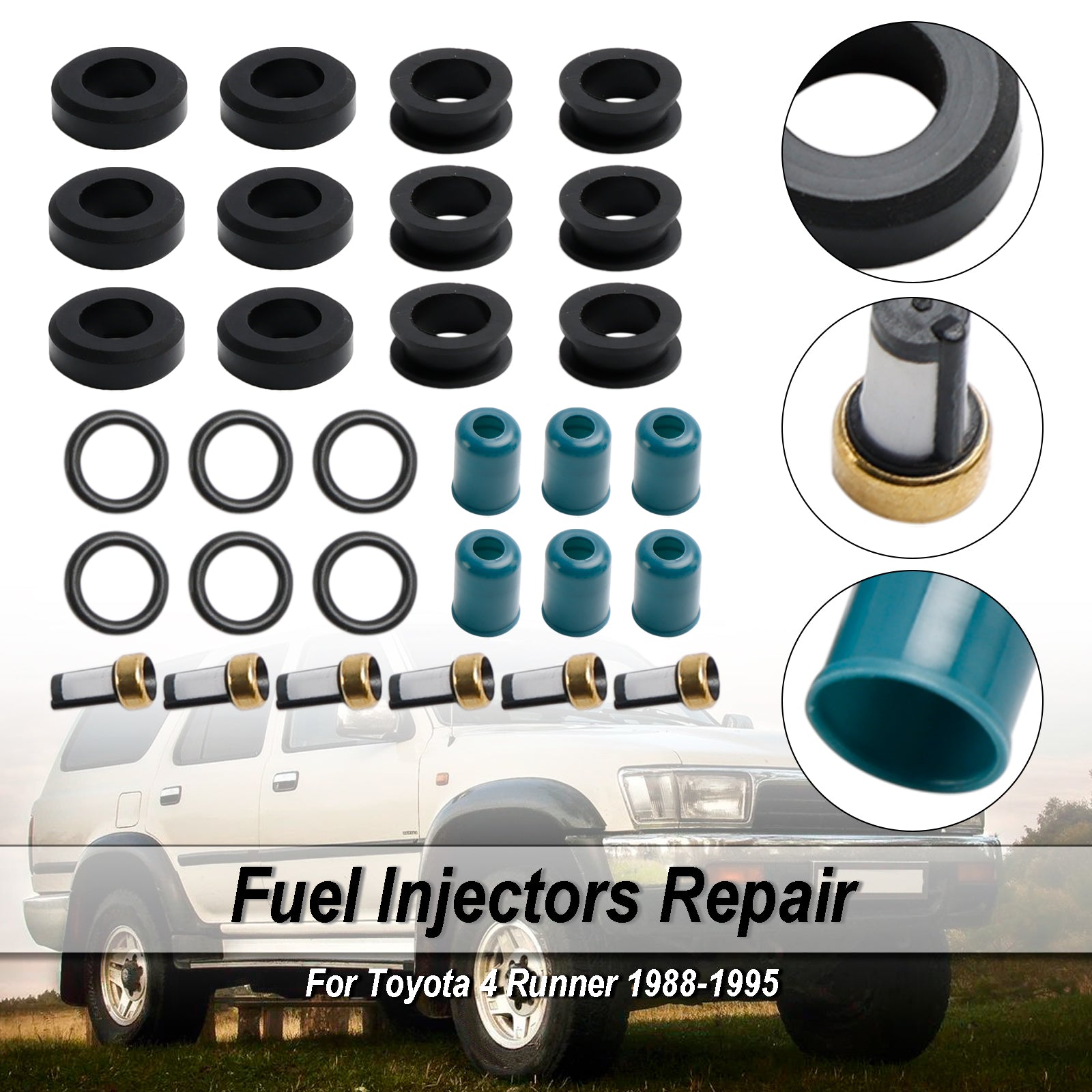 Fuel Injector Repair Seal Rebuild Kit Fit Toyota 3VZE 1988-1995 3.0L Truck