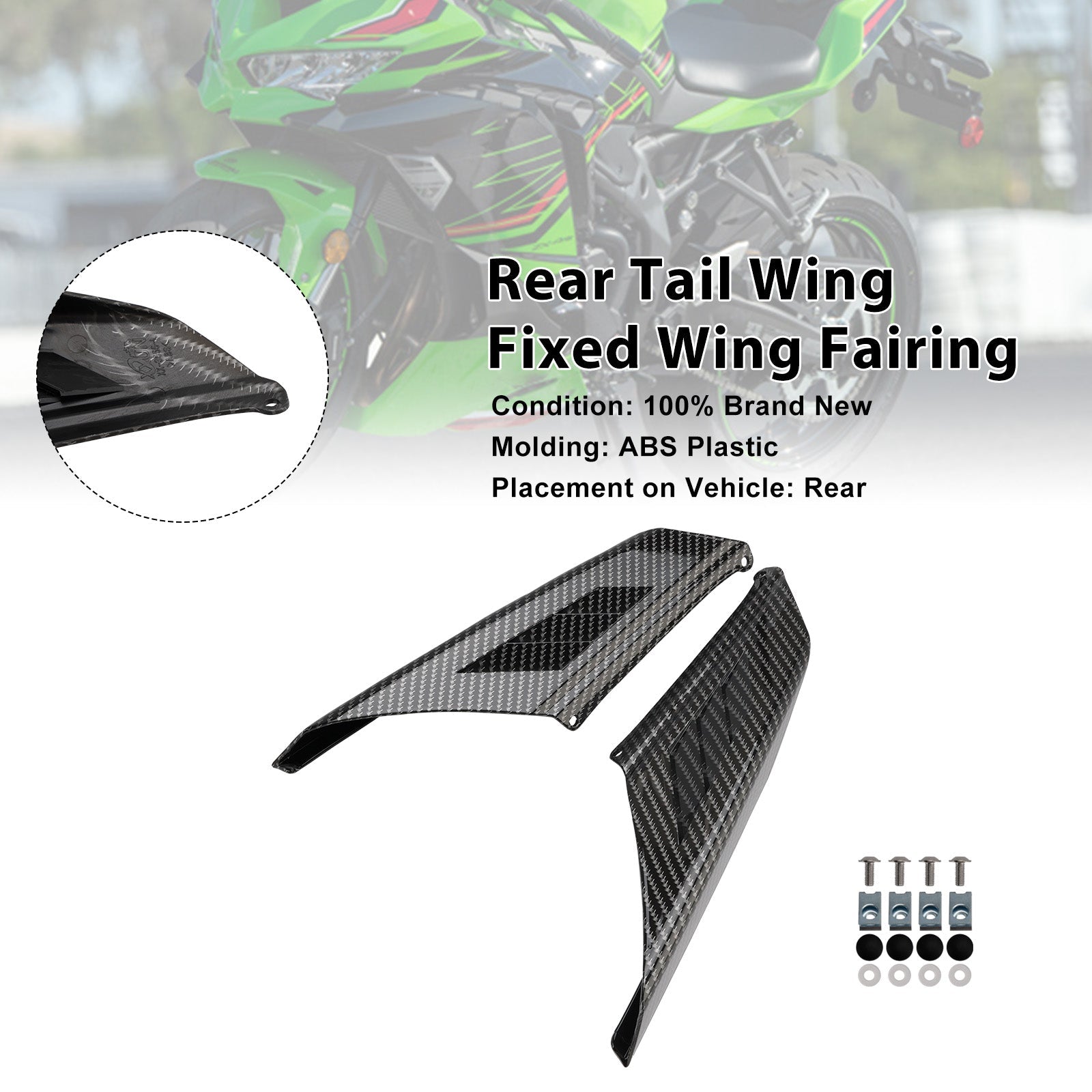2023-2025 Kawasaki NINJA ZX-4R ZX-4RR Rear Tail Wing Fixed Wing Fairing